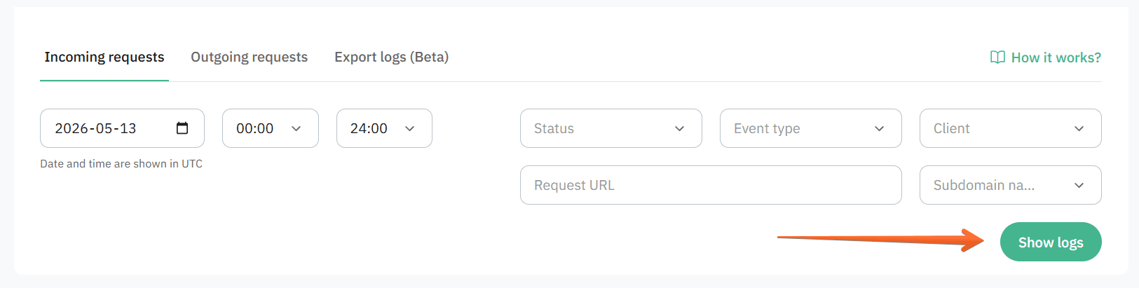 Configure your Logs request