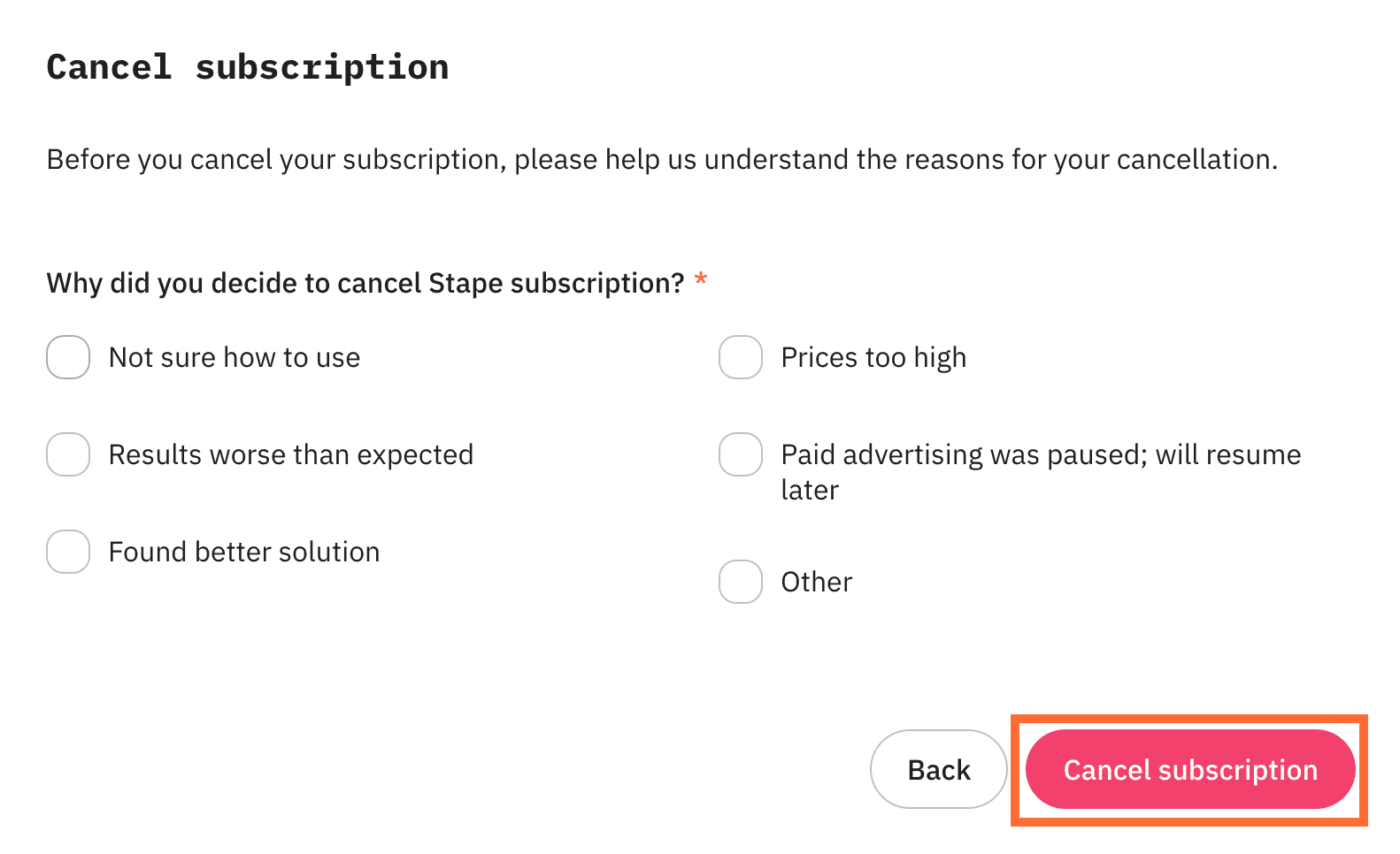 Cancel Subscription
