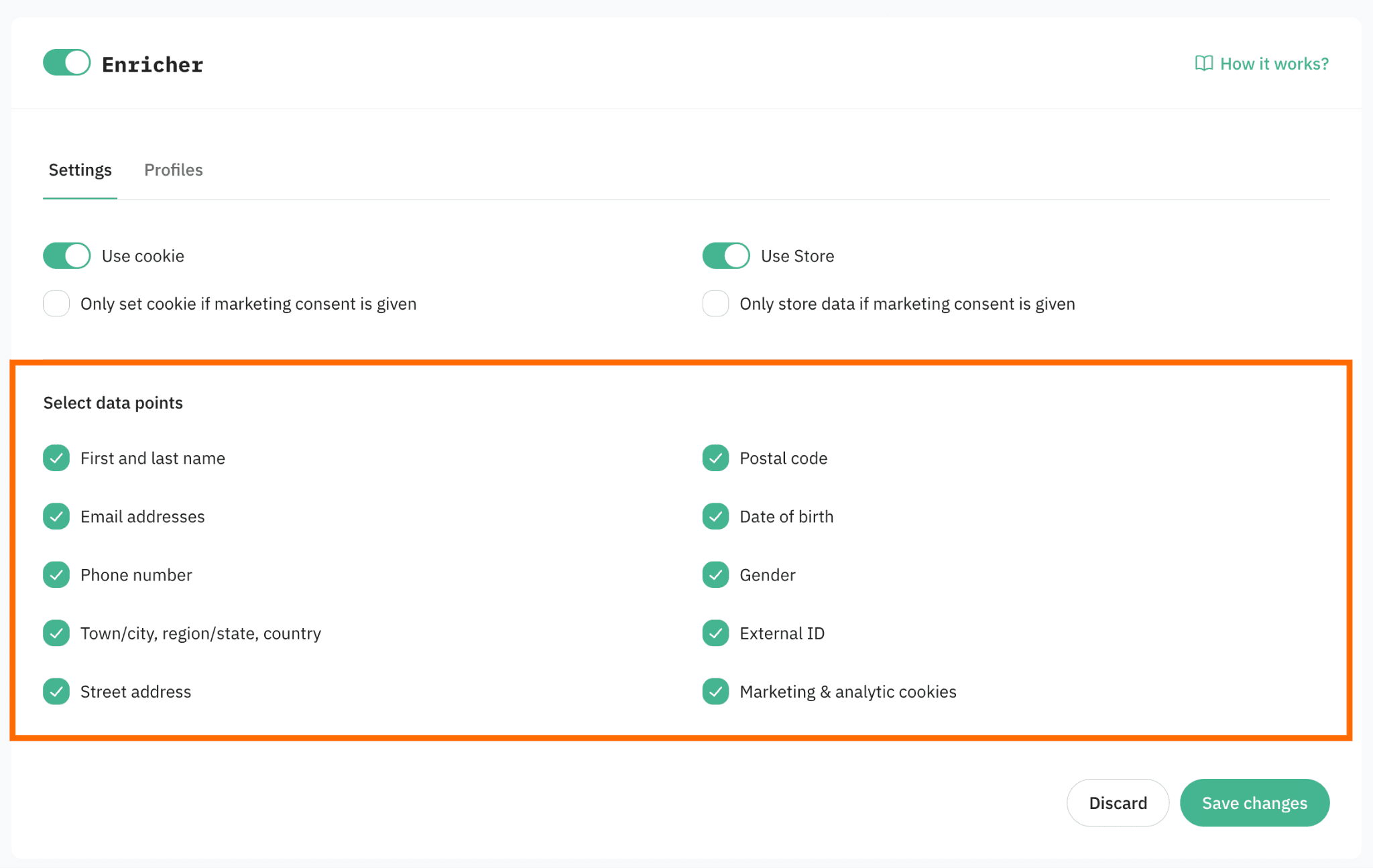 Select data points from the list