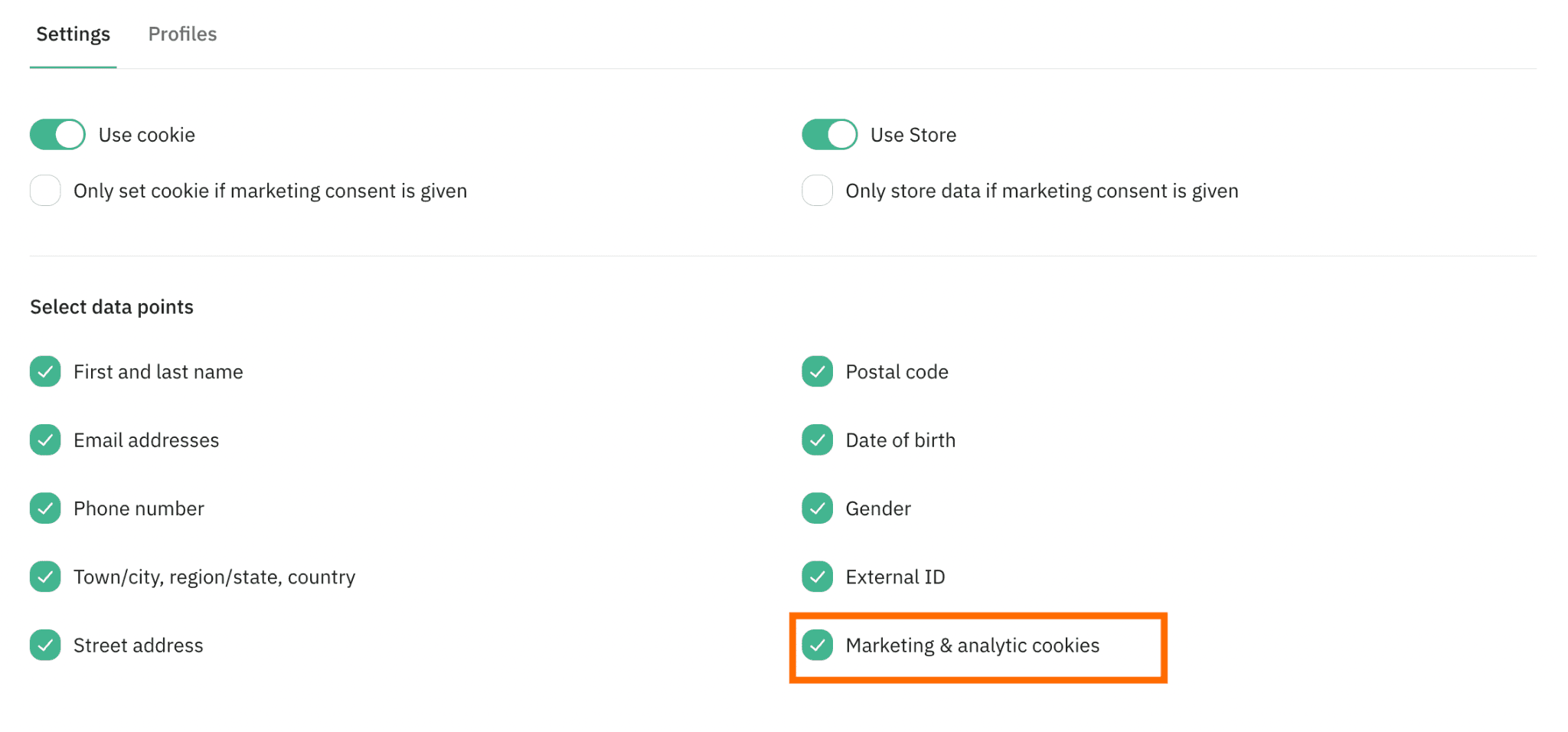 Marketing analytics cookies