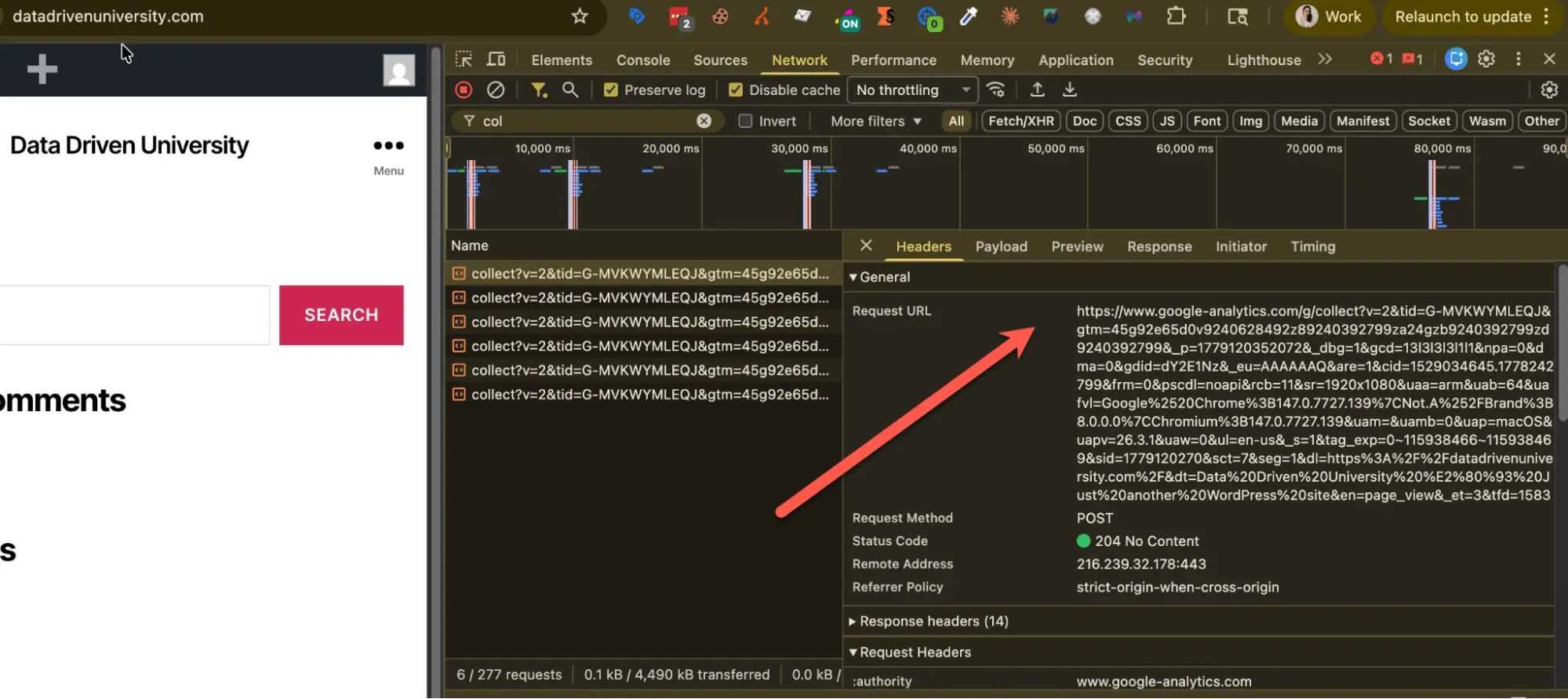 The scripts run in the visitor's browser, and the domains for those scripts are usually Google's.