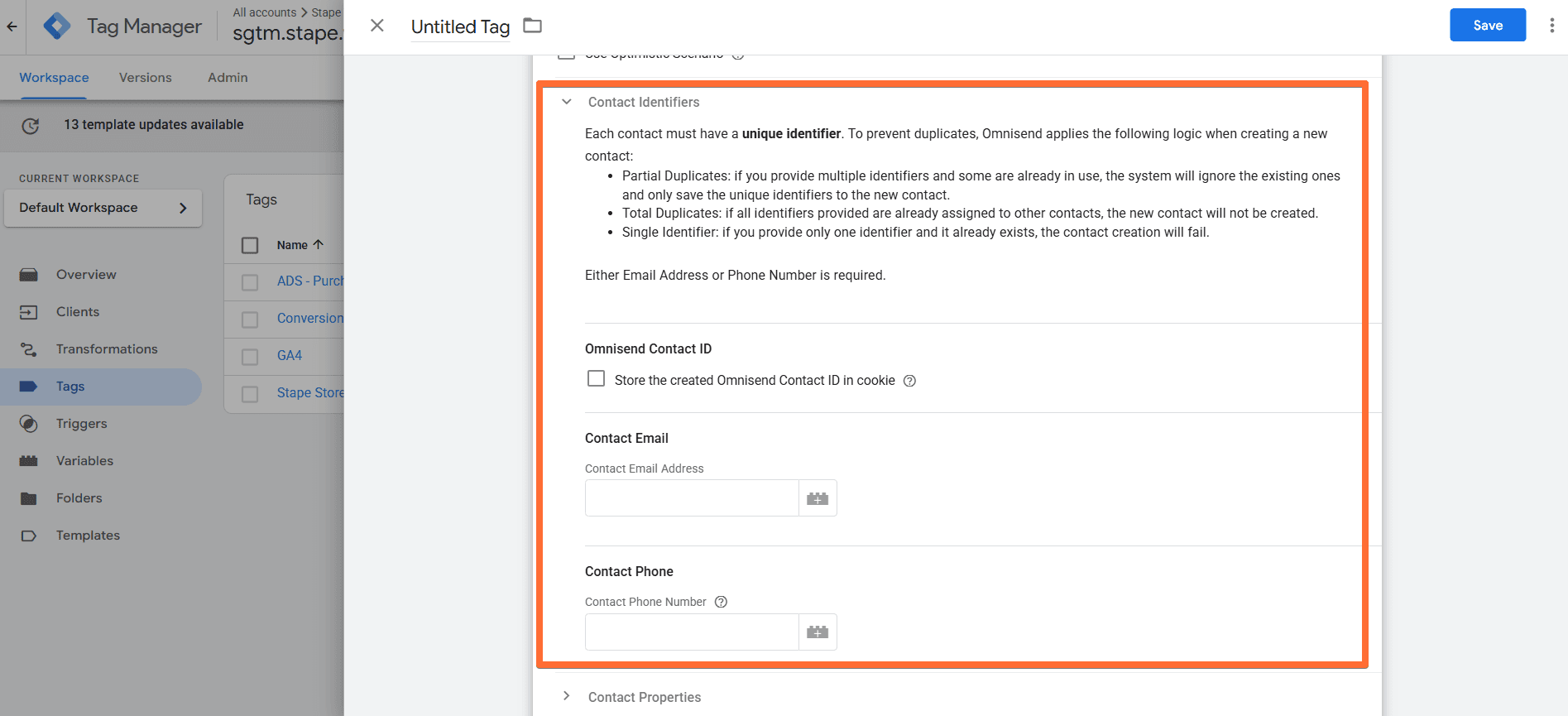 Contact Identifiers for Create Contact