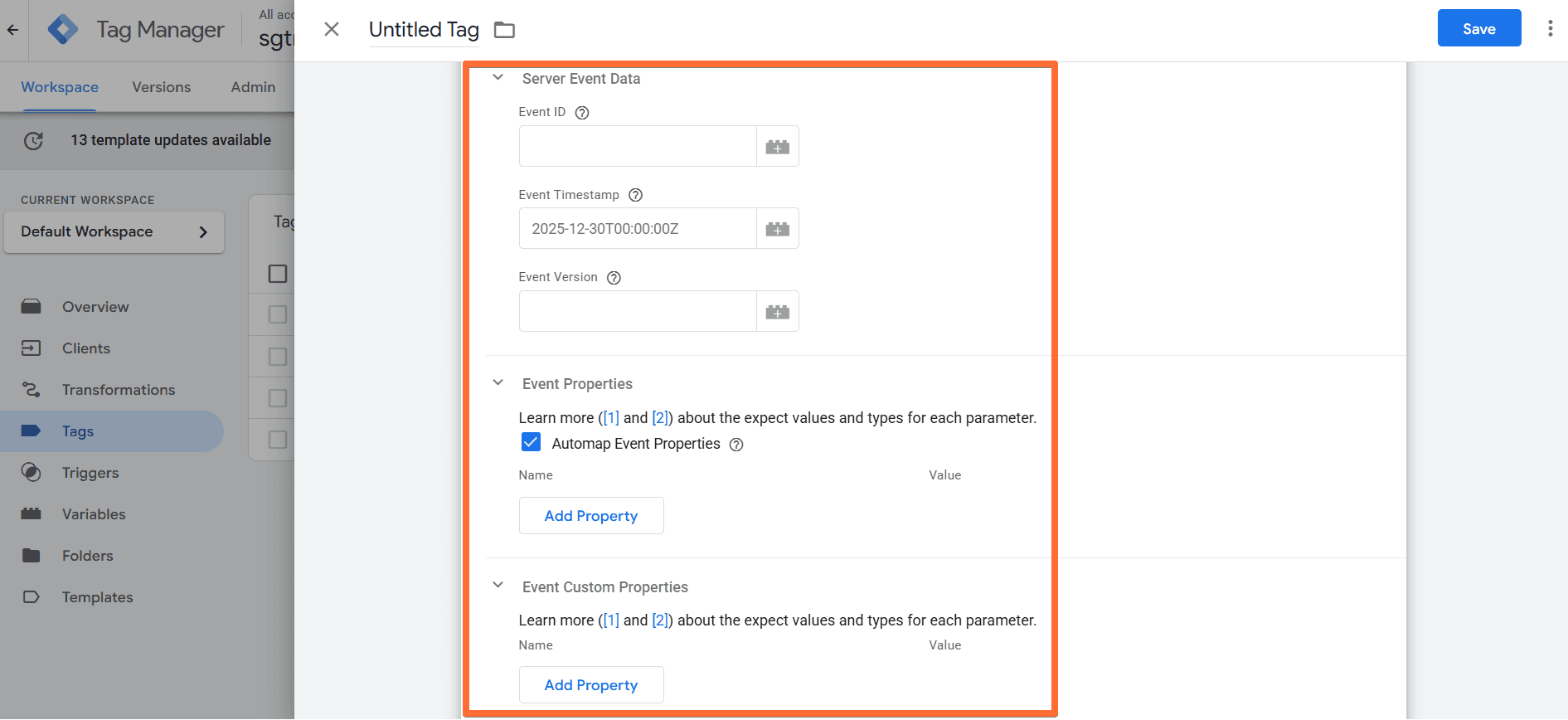 Optional Track Event properties