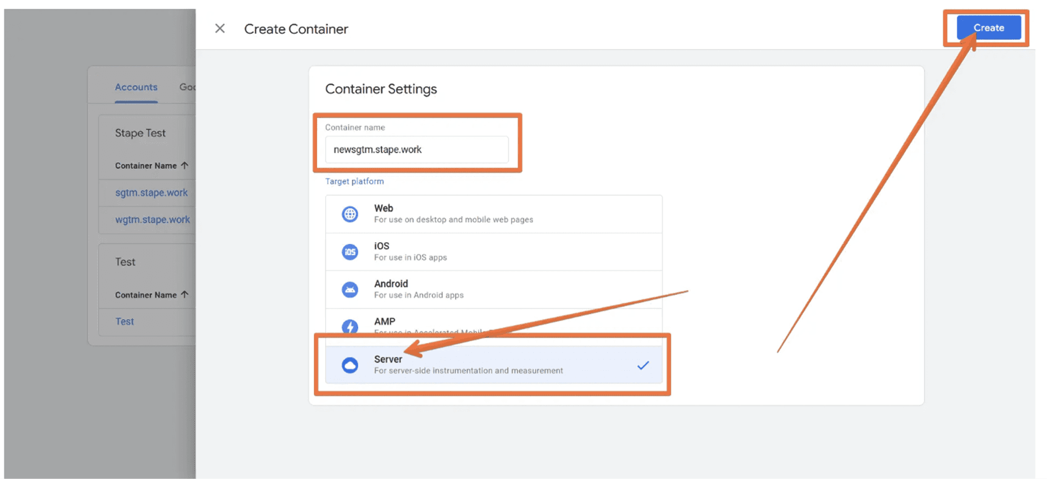 Create sGTM container