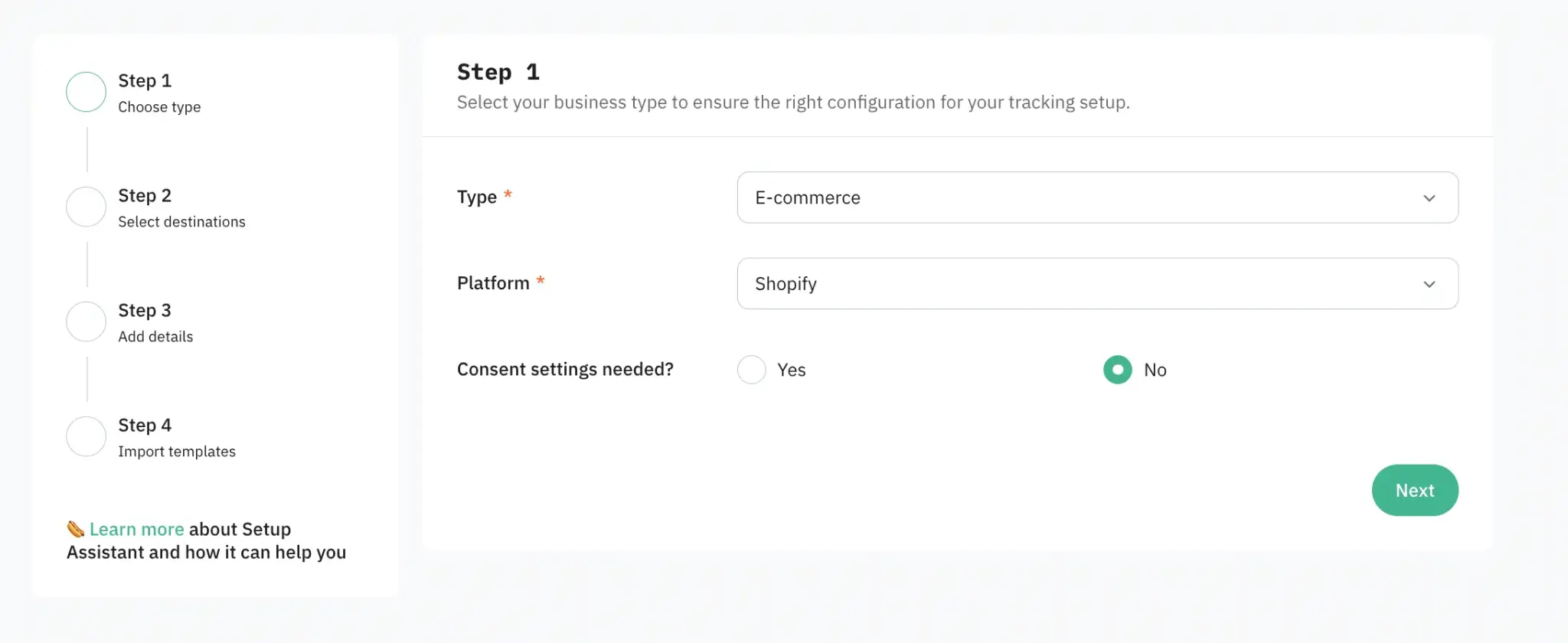 Step 1. Choose type