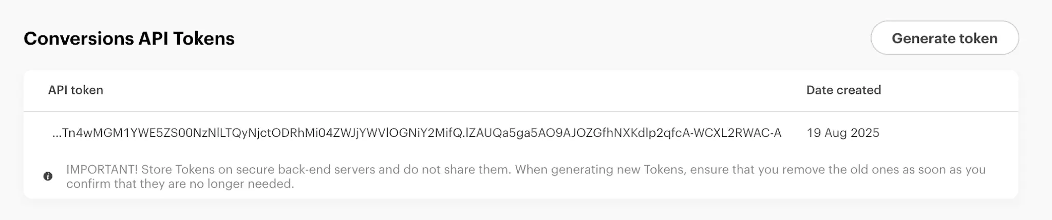 Snapchat Conversions API Tokens