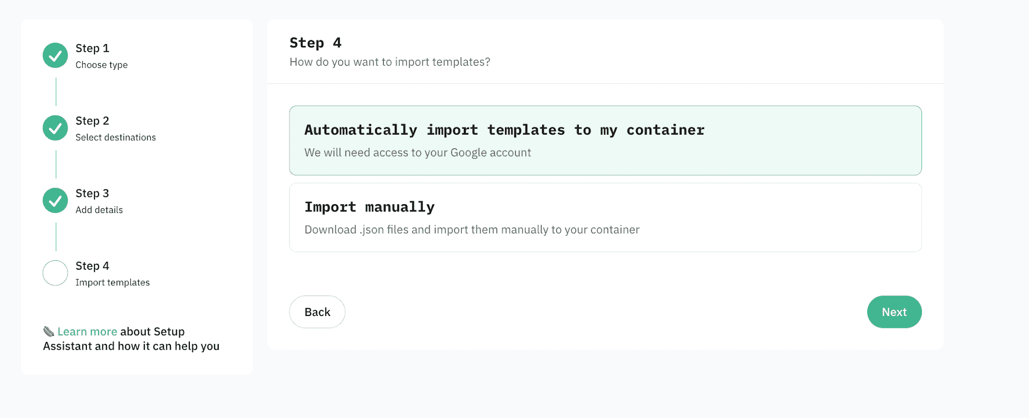 Step 4. Import templates