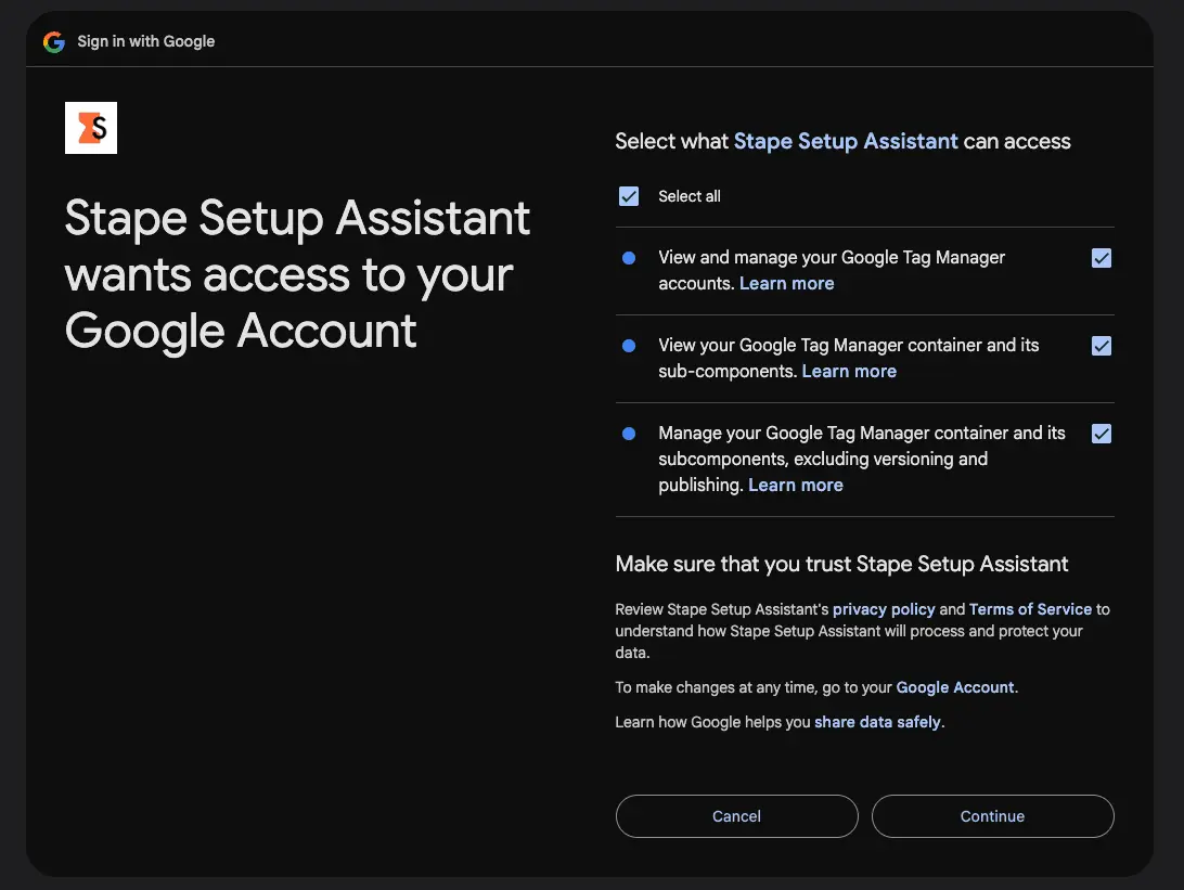 Authorize with a Google account
