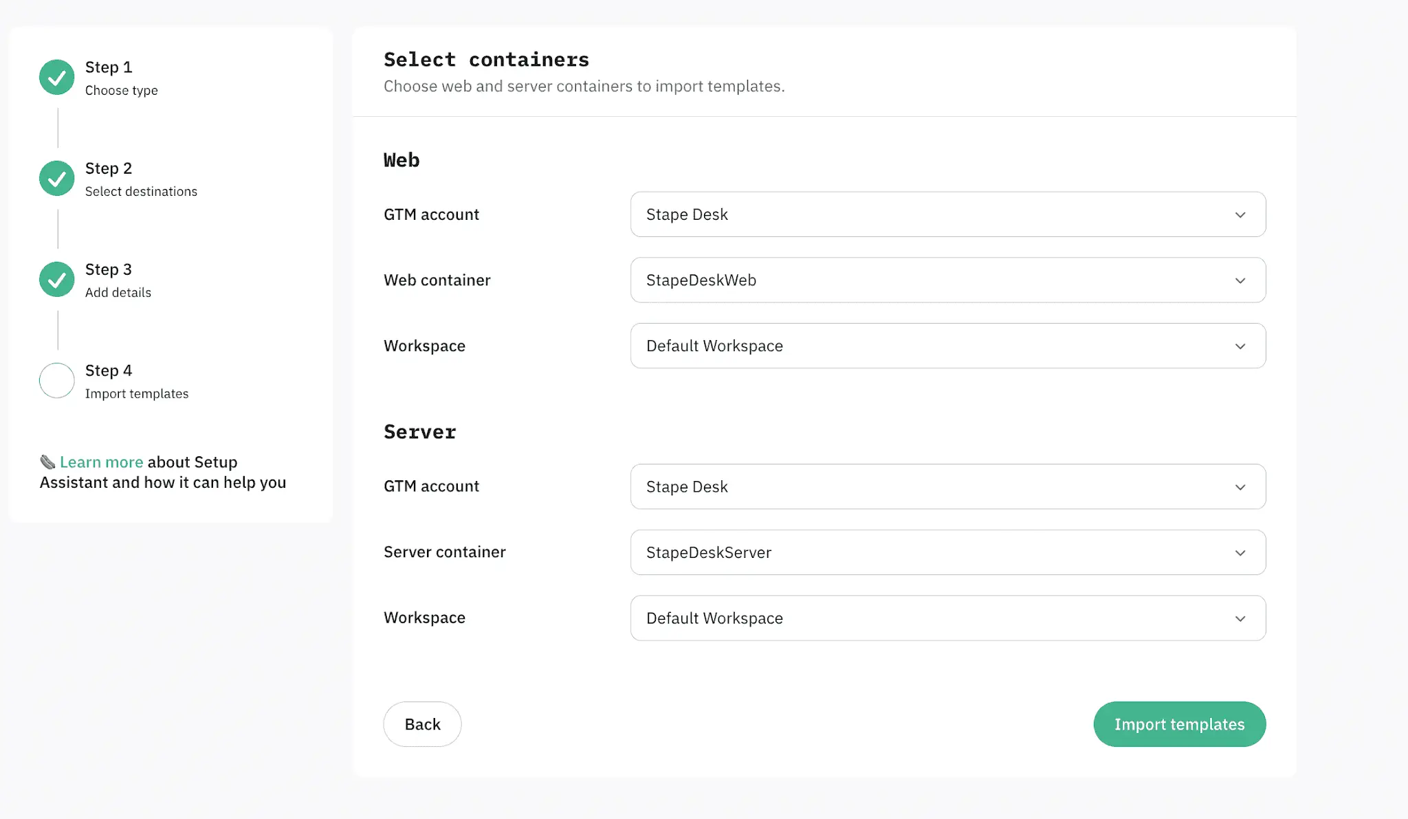 Click "Import templates"