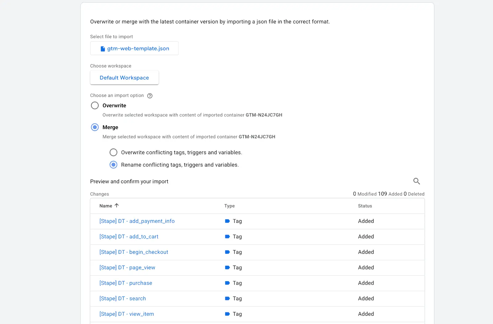 Click "Add to workspace"