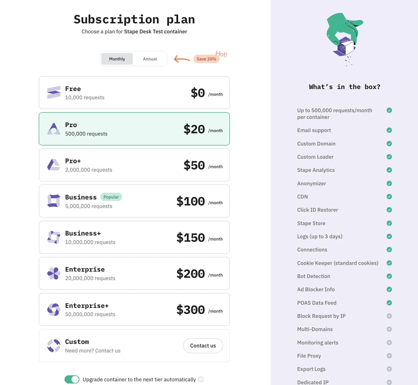 Stape pricing plans