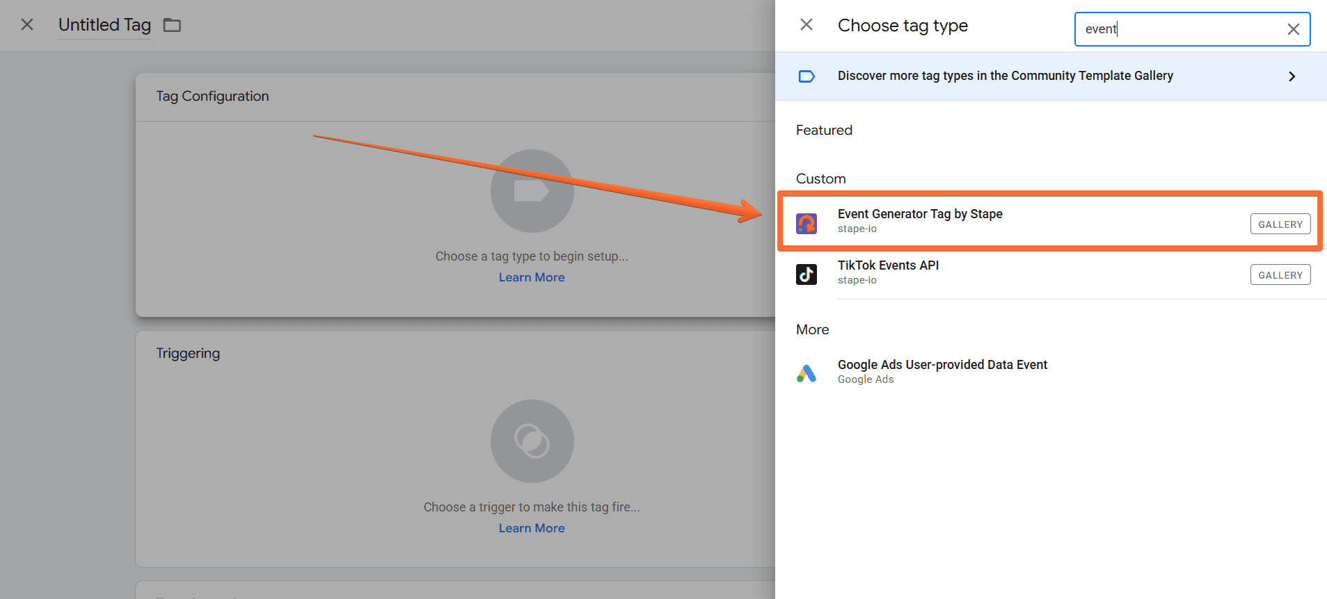 Creating the Event Generator tag