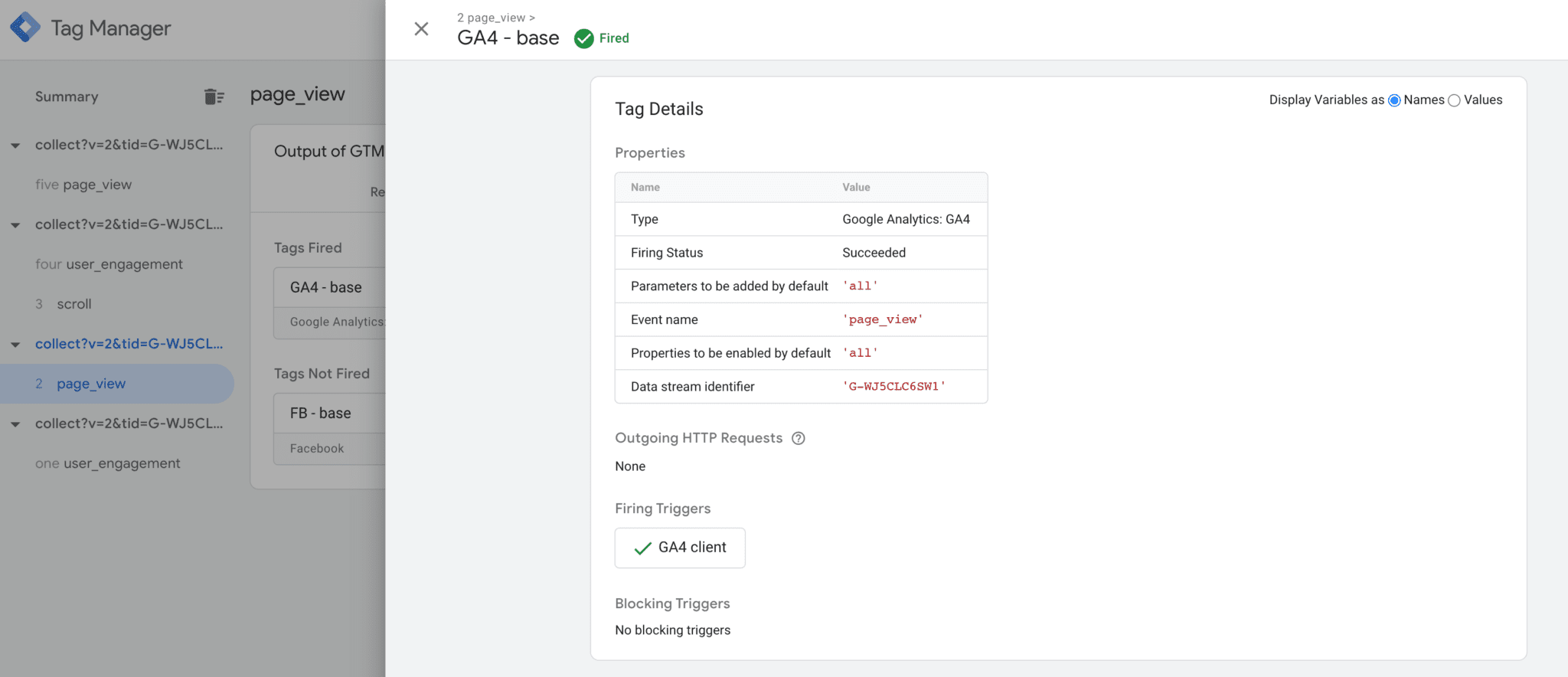 test ga4 trigger in the server container 