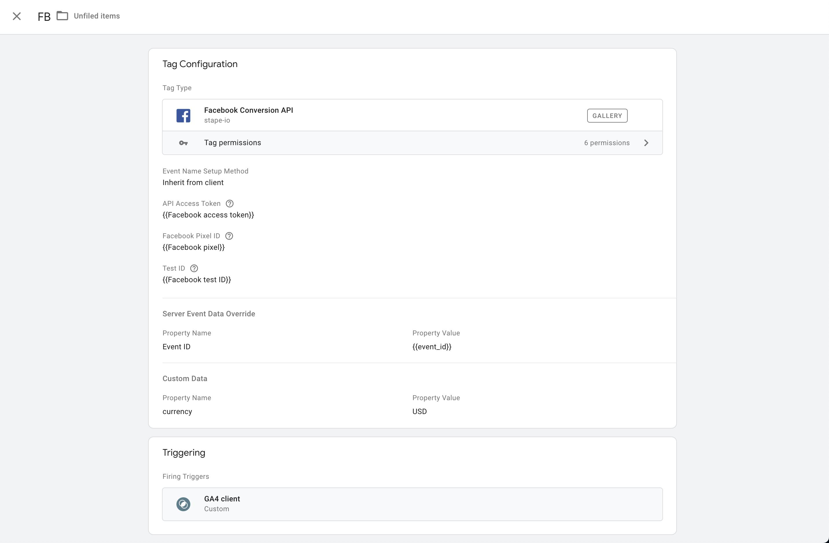 Facebook Conversions API inherit from client