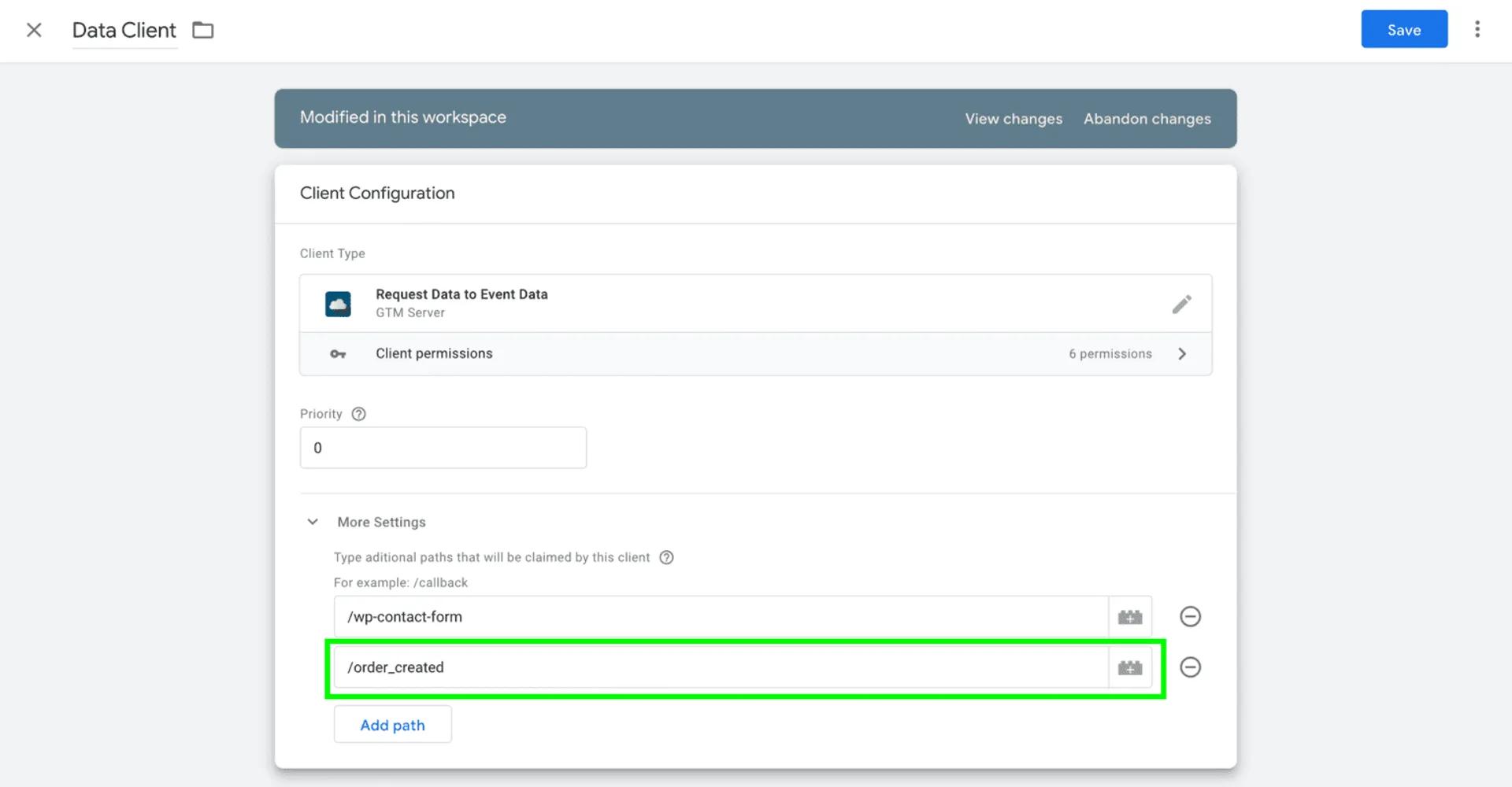 client configuration