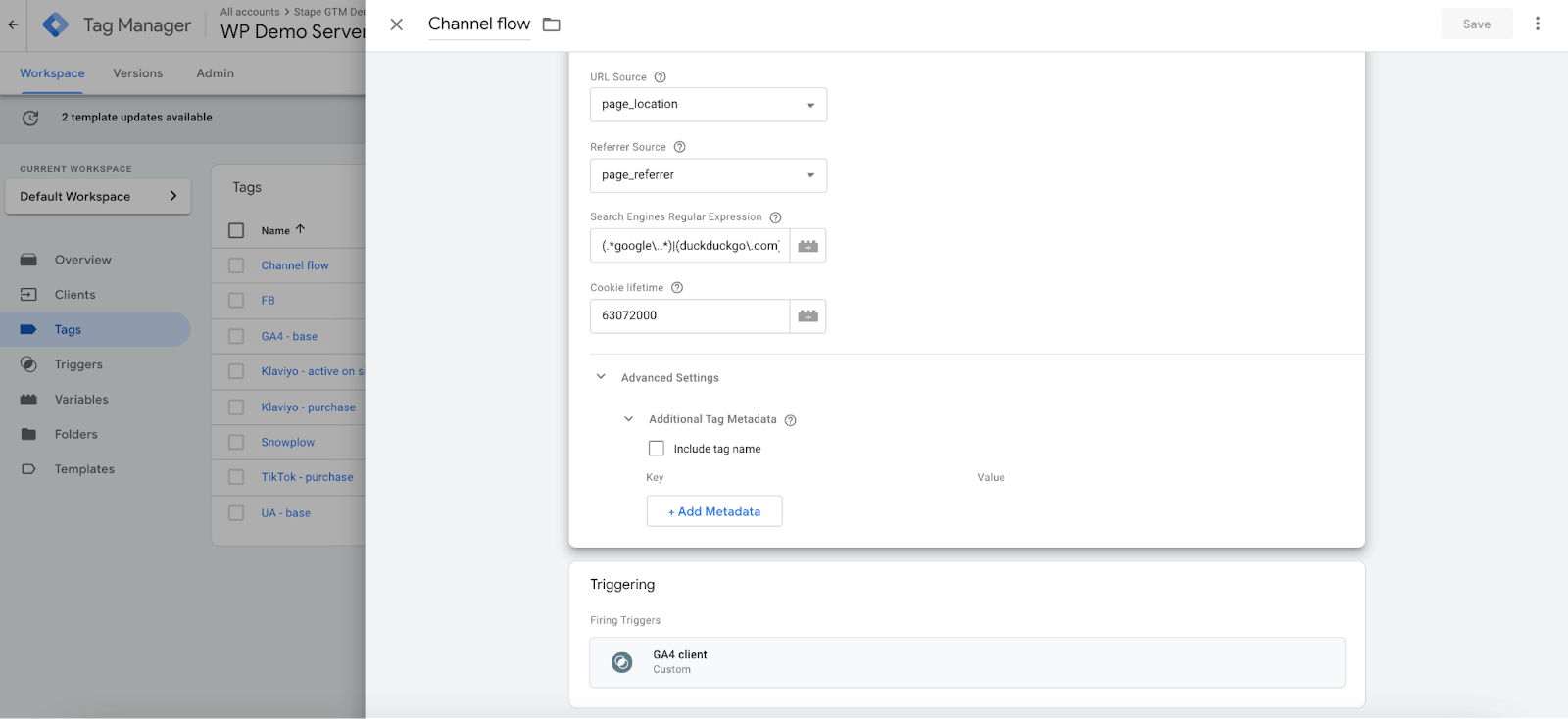 channel flow tag