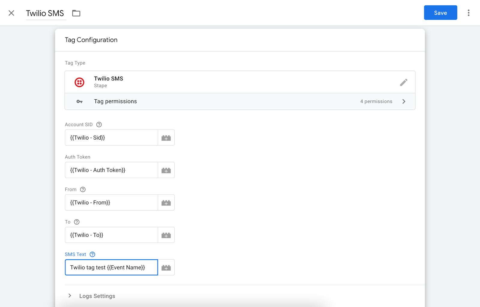 set up twilio sms tag google tag manager