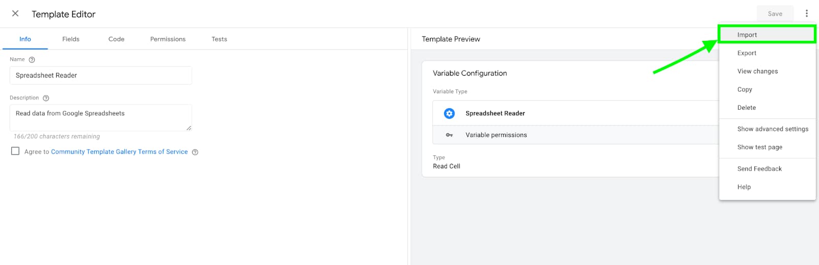spreadsheet reader variable