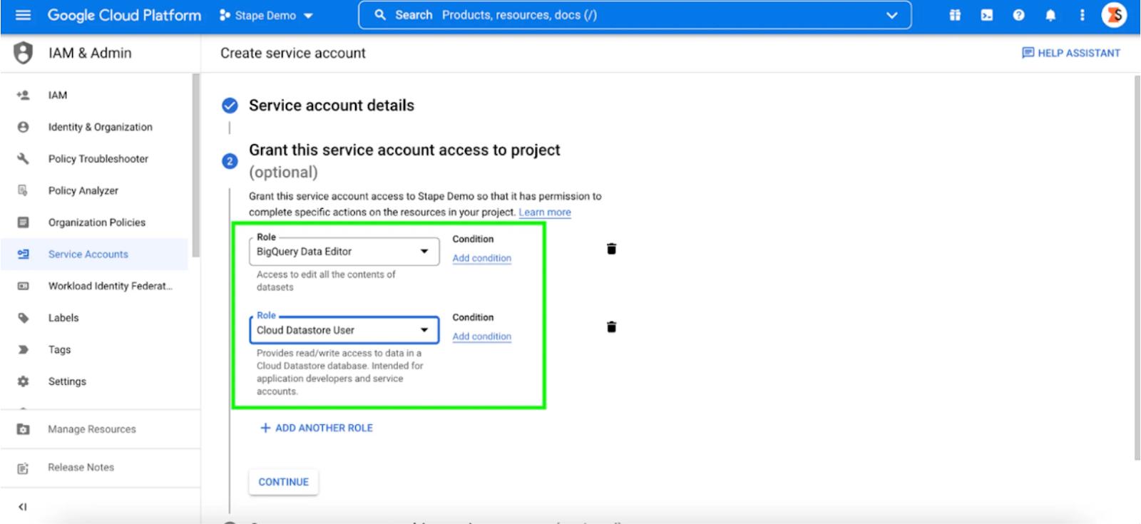 create service account