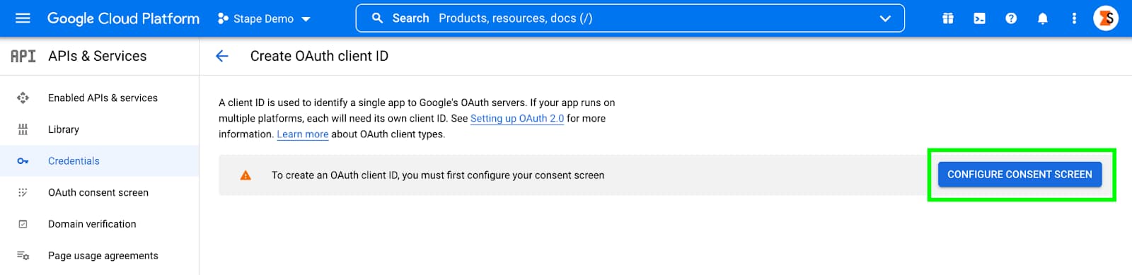 Configure Consent Screen