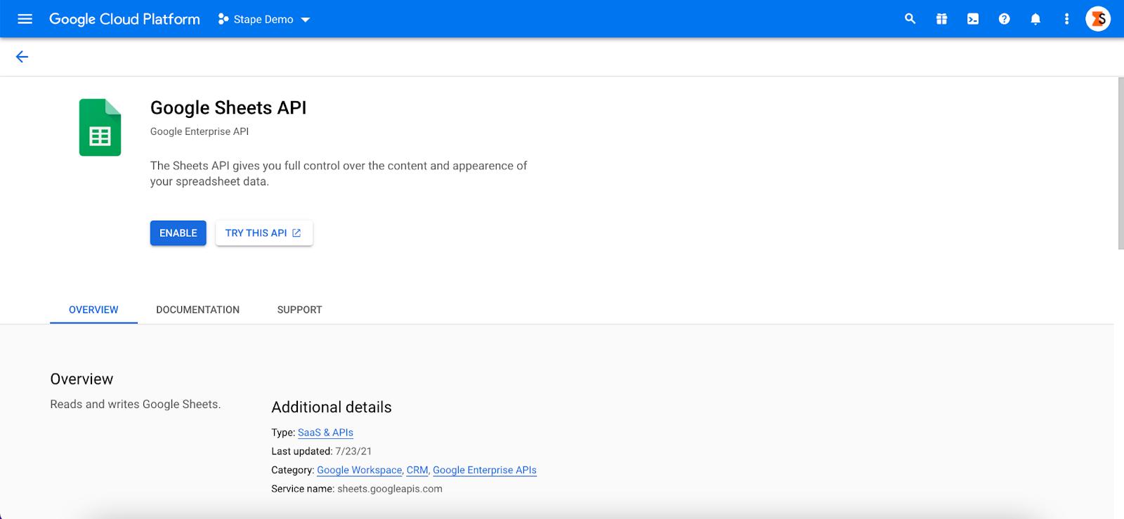 Google Sheets API 
