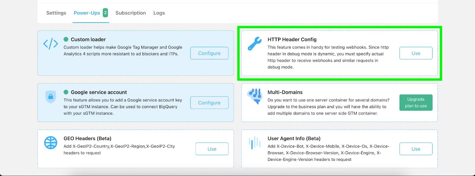 HTTP Header Config