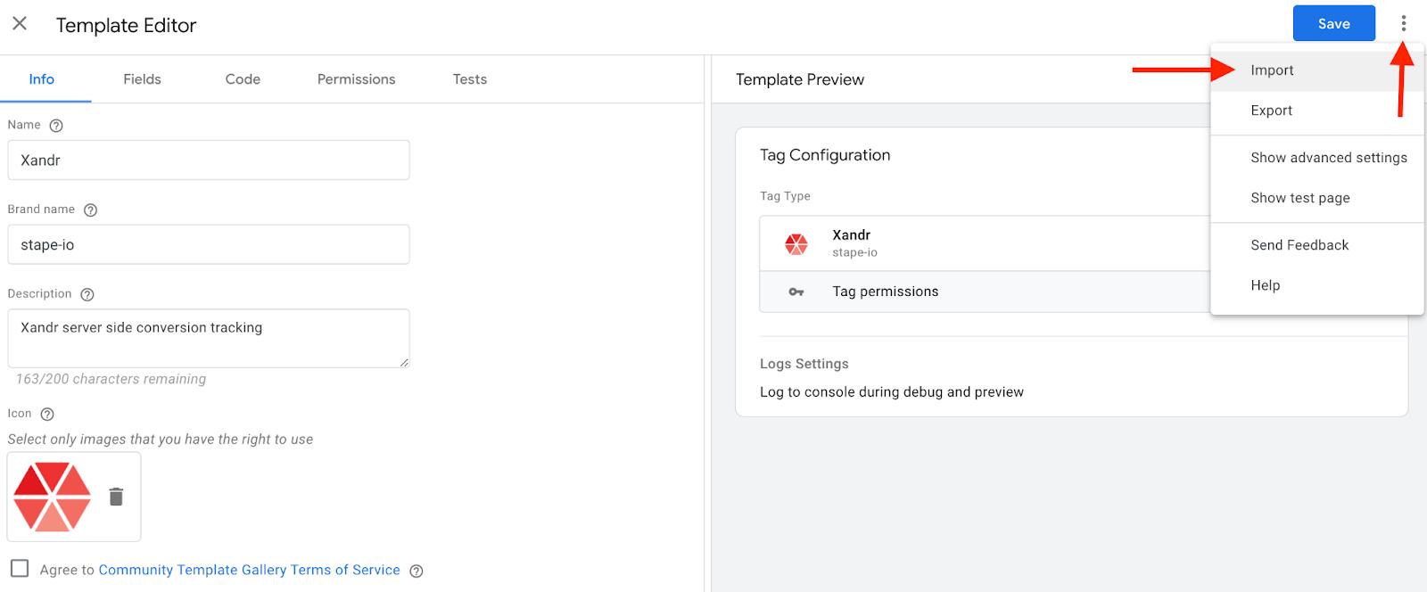 xandr tag template in google tag manager