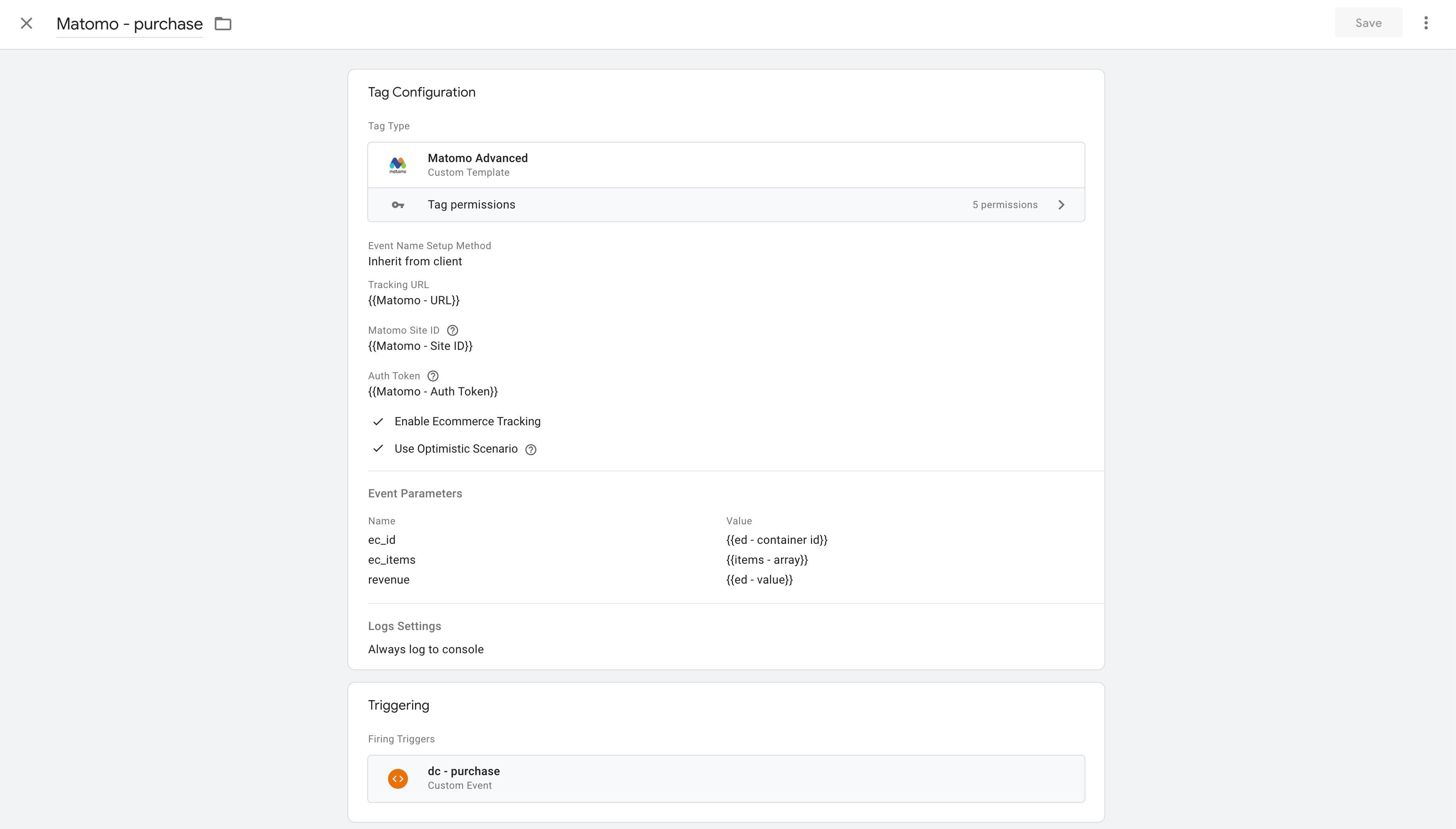 Matomo server-side e-commerce tracking