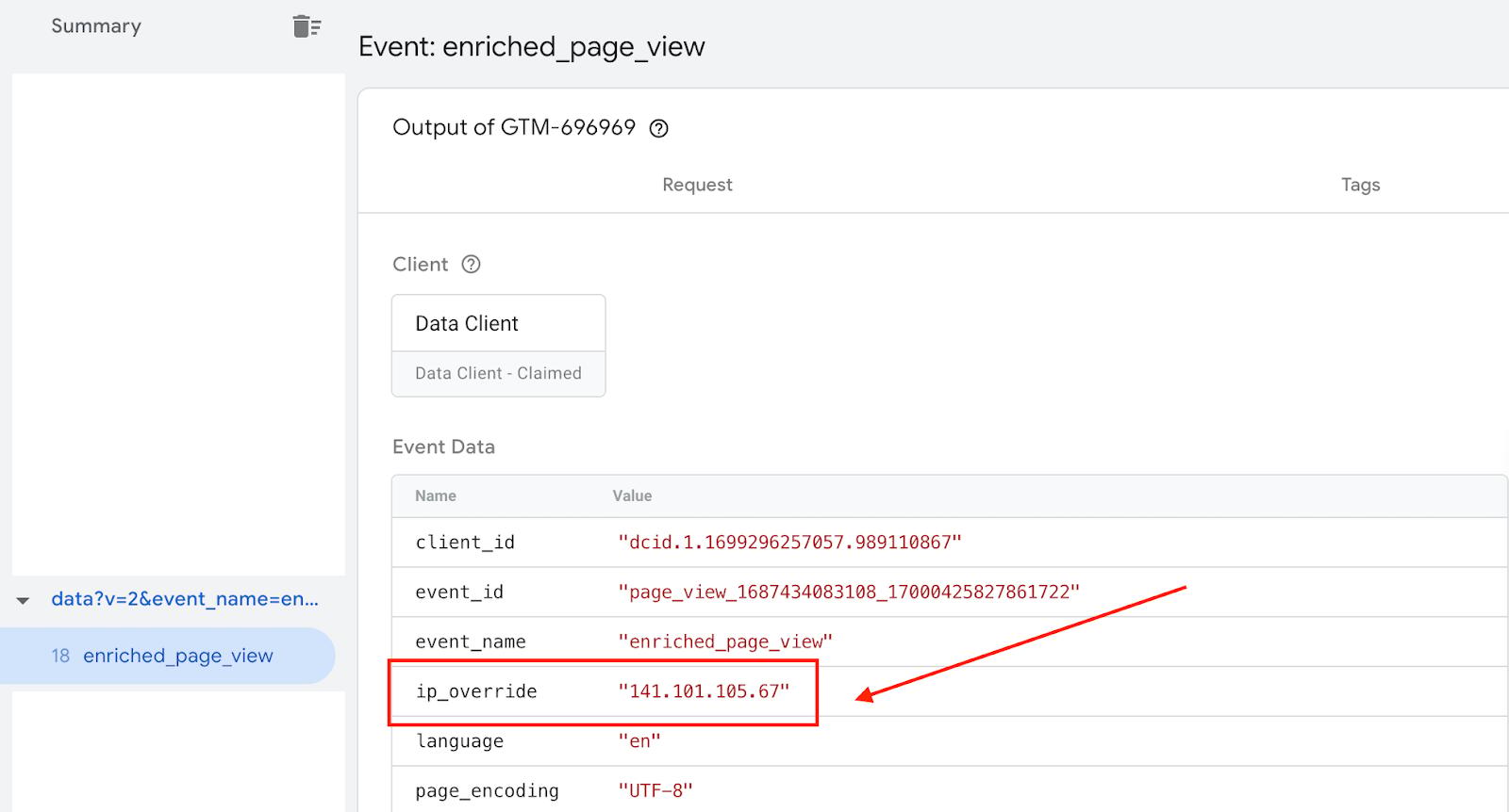 address in the Common Event Data
