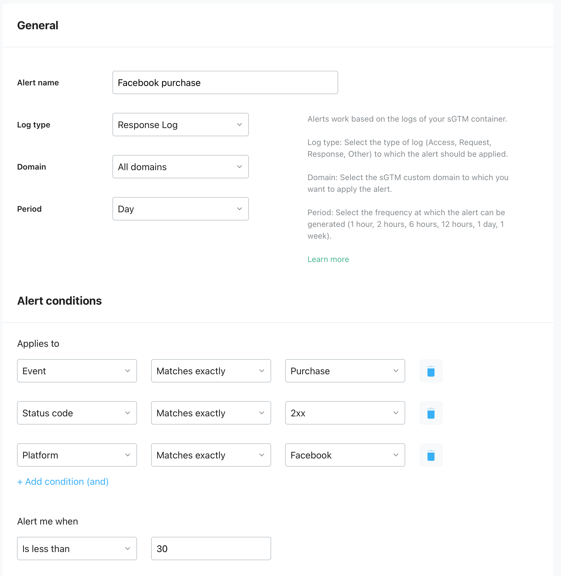 Monitoring feature configuration from Stape