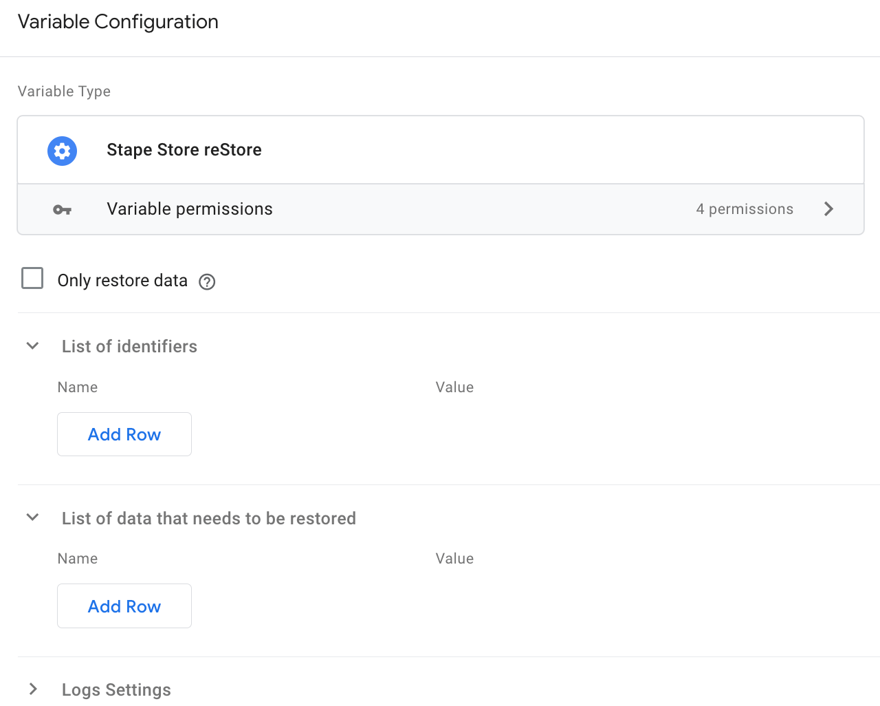 Stape Store reStore Variable