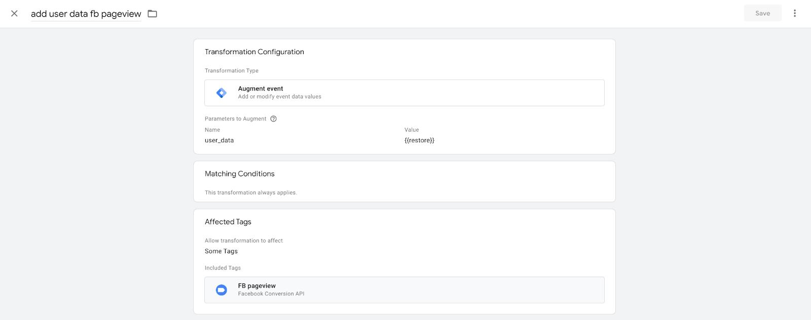 transformation configuration - stape