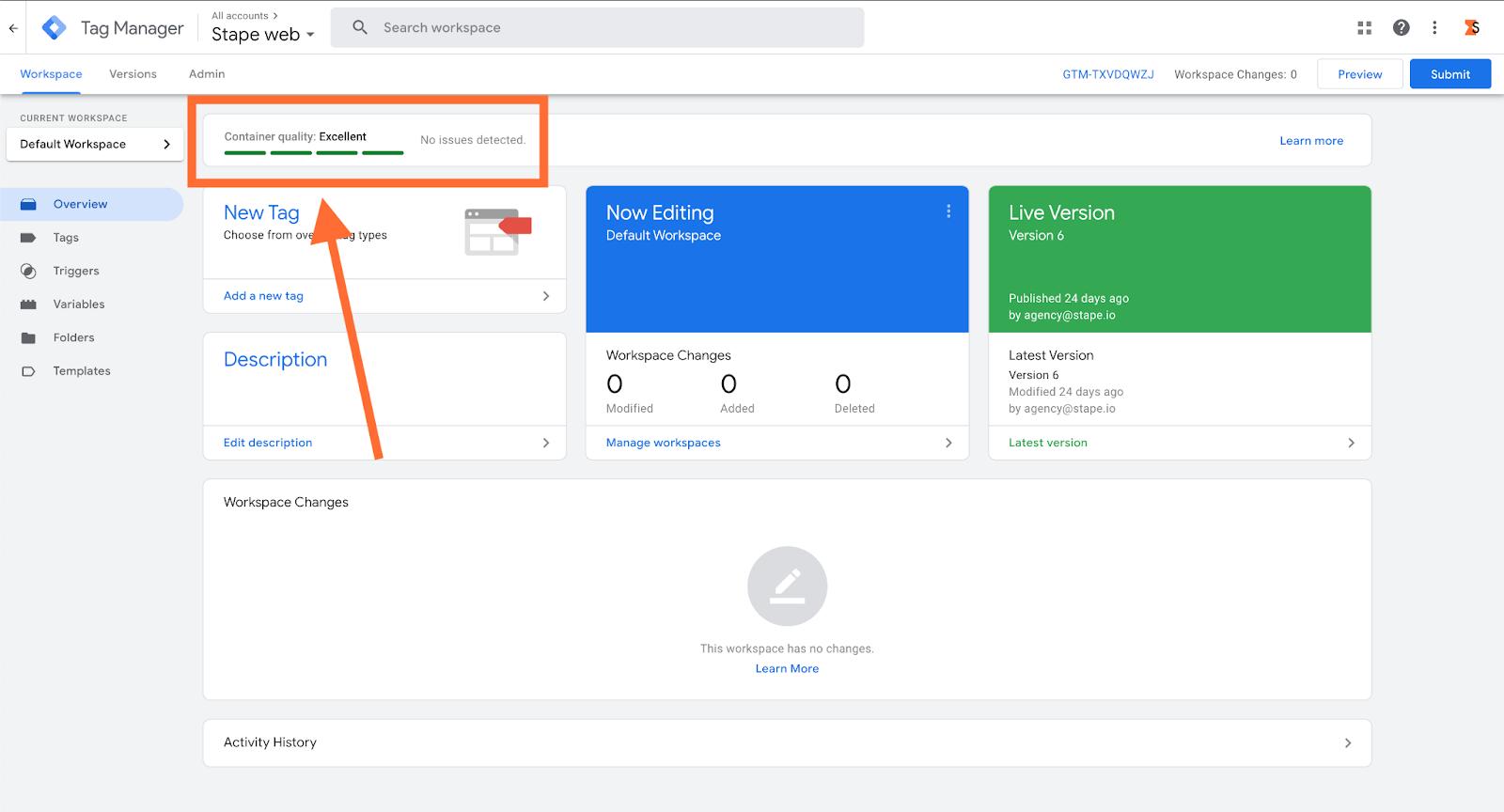 container quality in google tag manager - stape