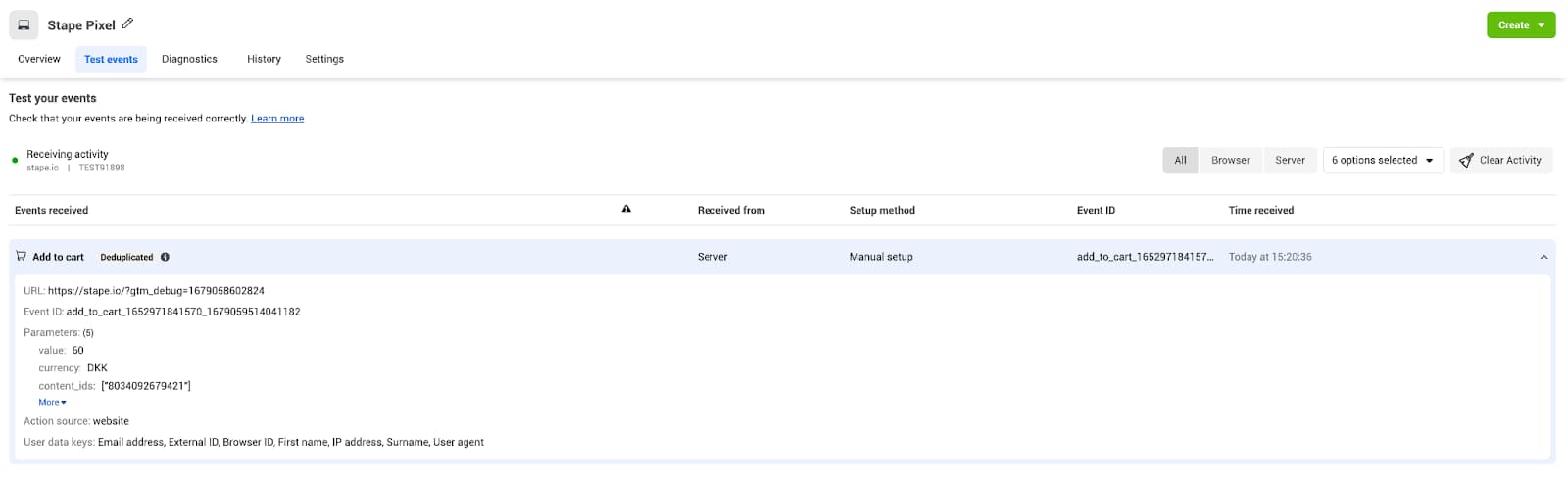 Facebook: verifying the setup is complete and correct