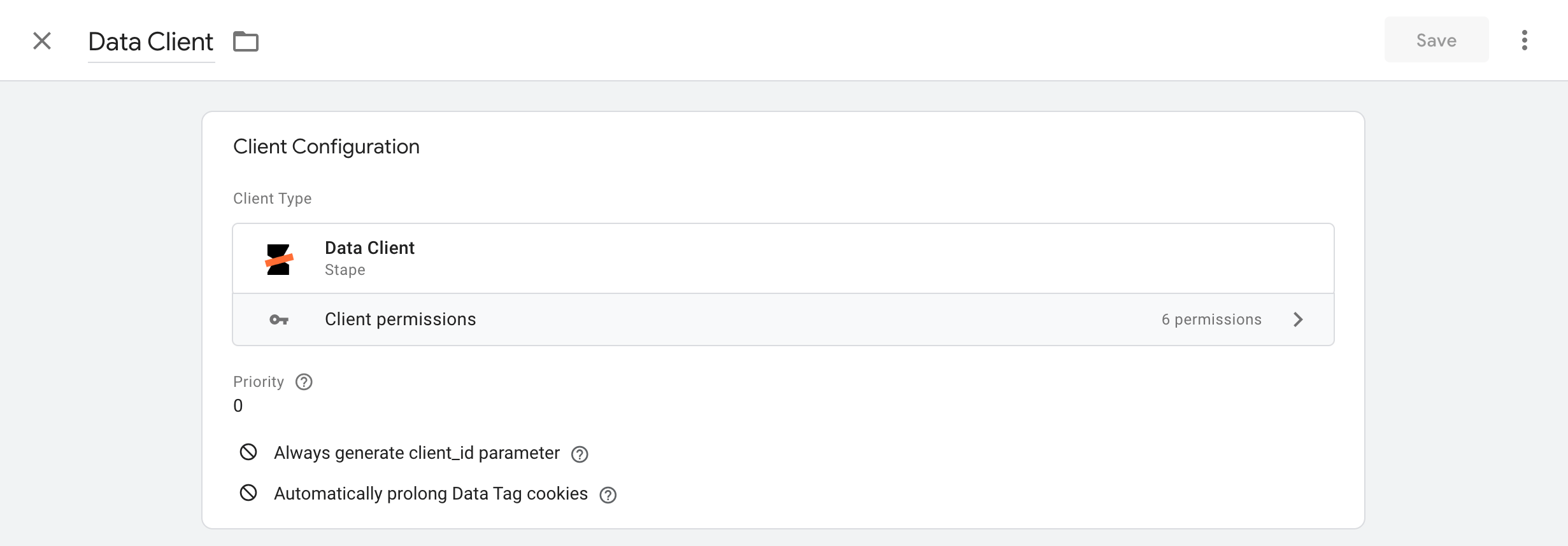 Data Client configuration