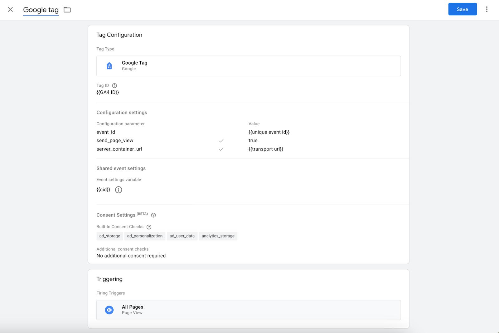 Set up or modify a Google tag configuration tag in the web GTM
