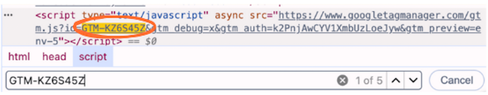 Container ID on the website