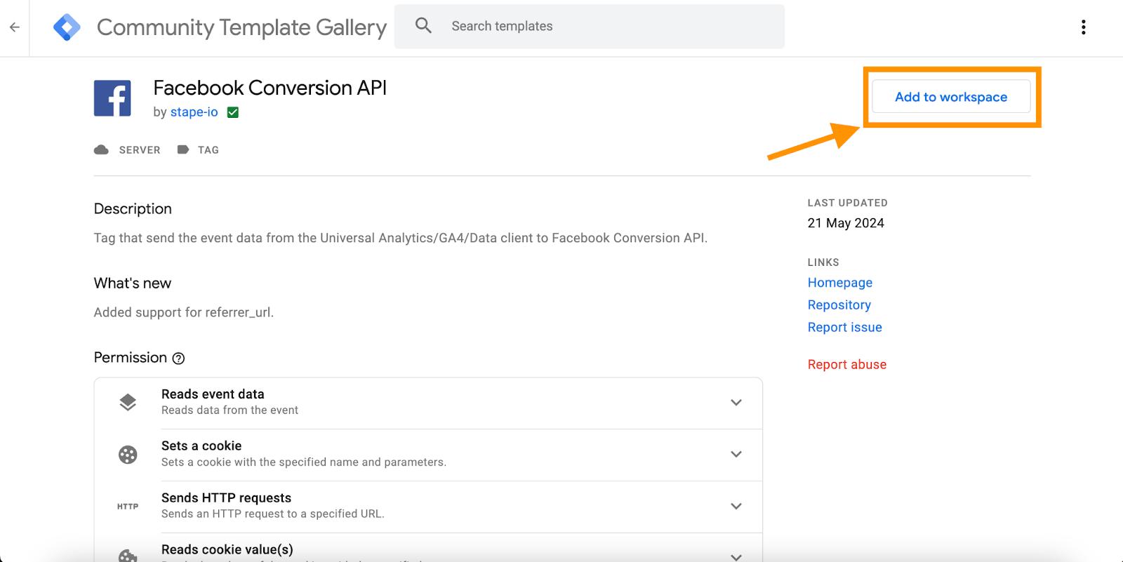 Facebook Conversions API tag