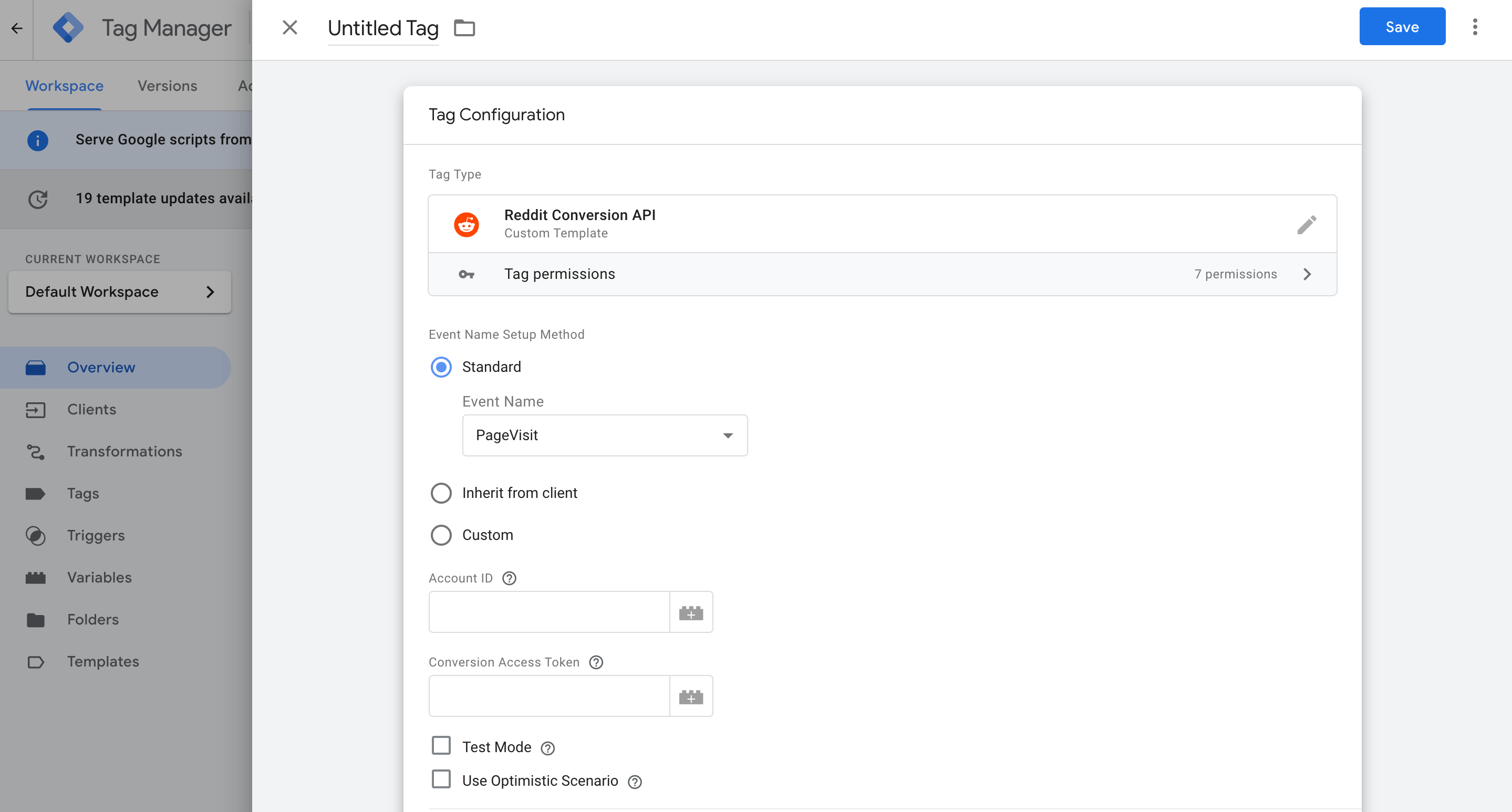 Reddit tag configuration