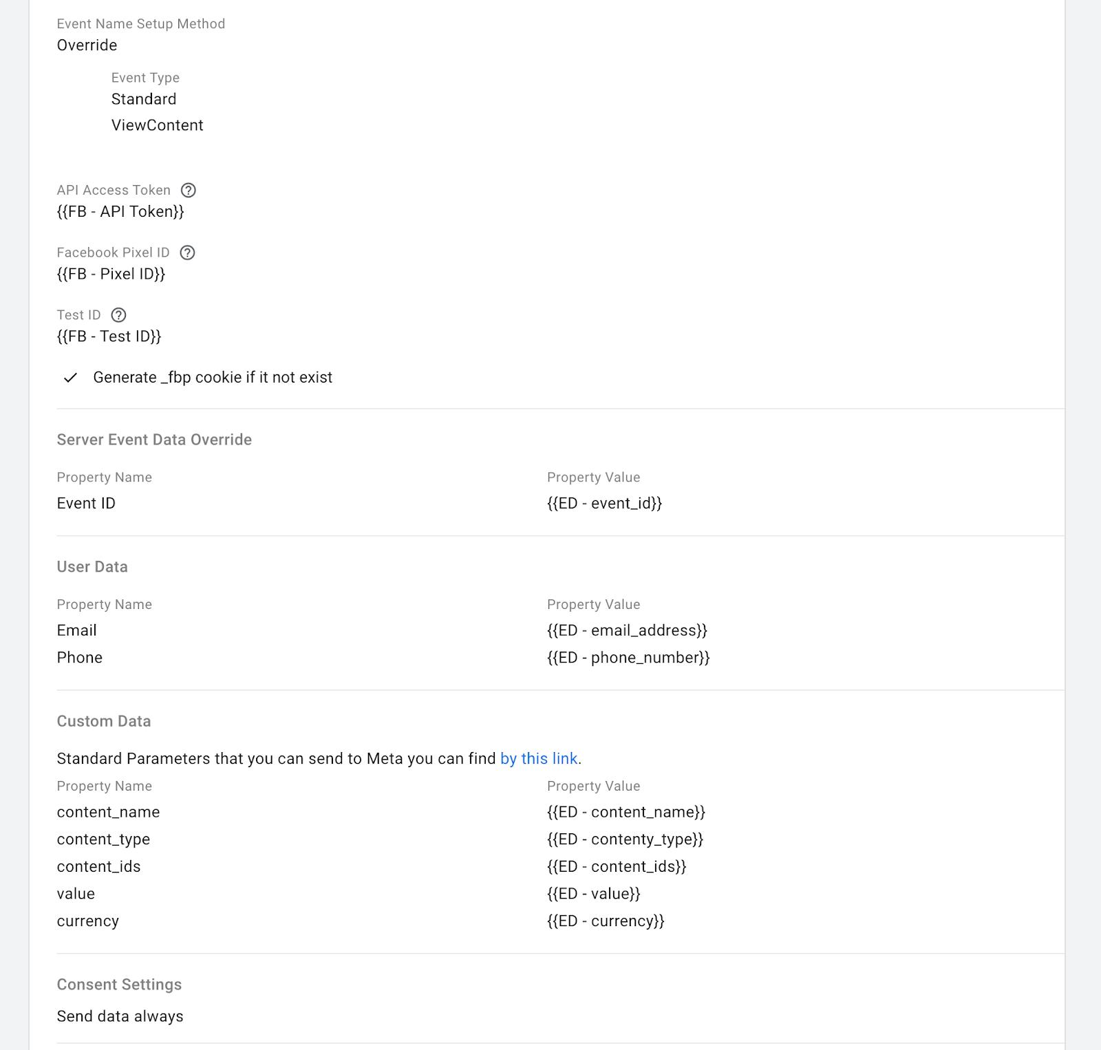 Tag configuration