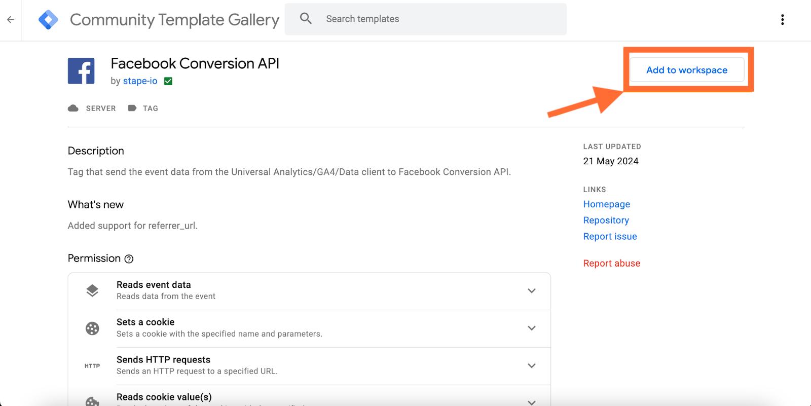 Facebook Conversions API tag for server GTM