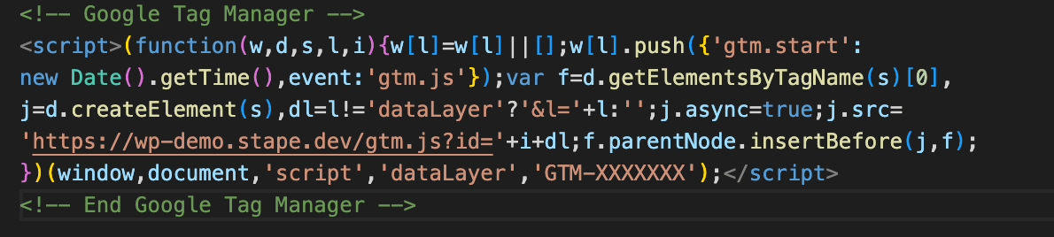 pase code to the website