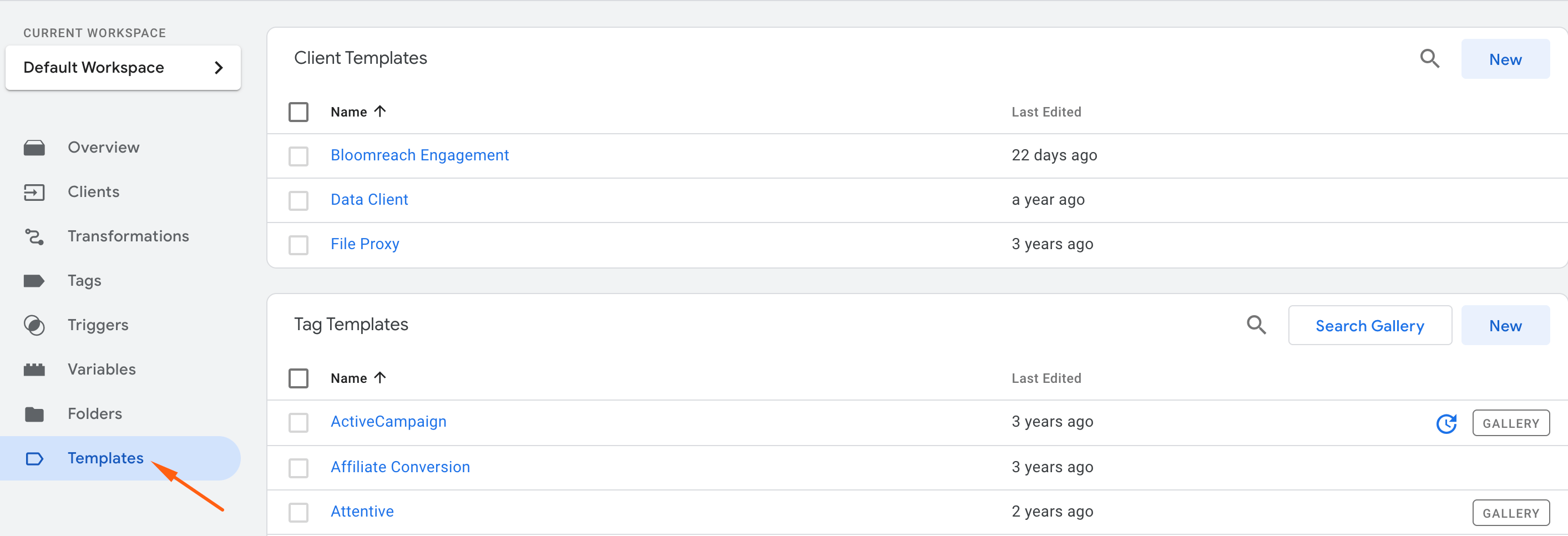 Templates in GTM server-side