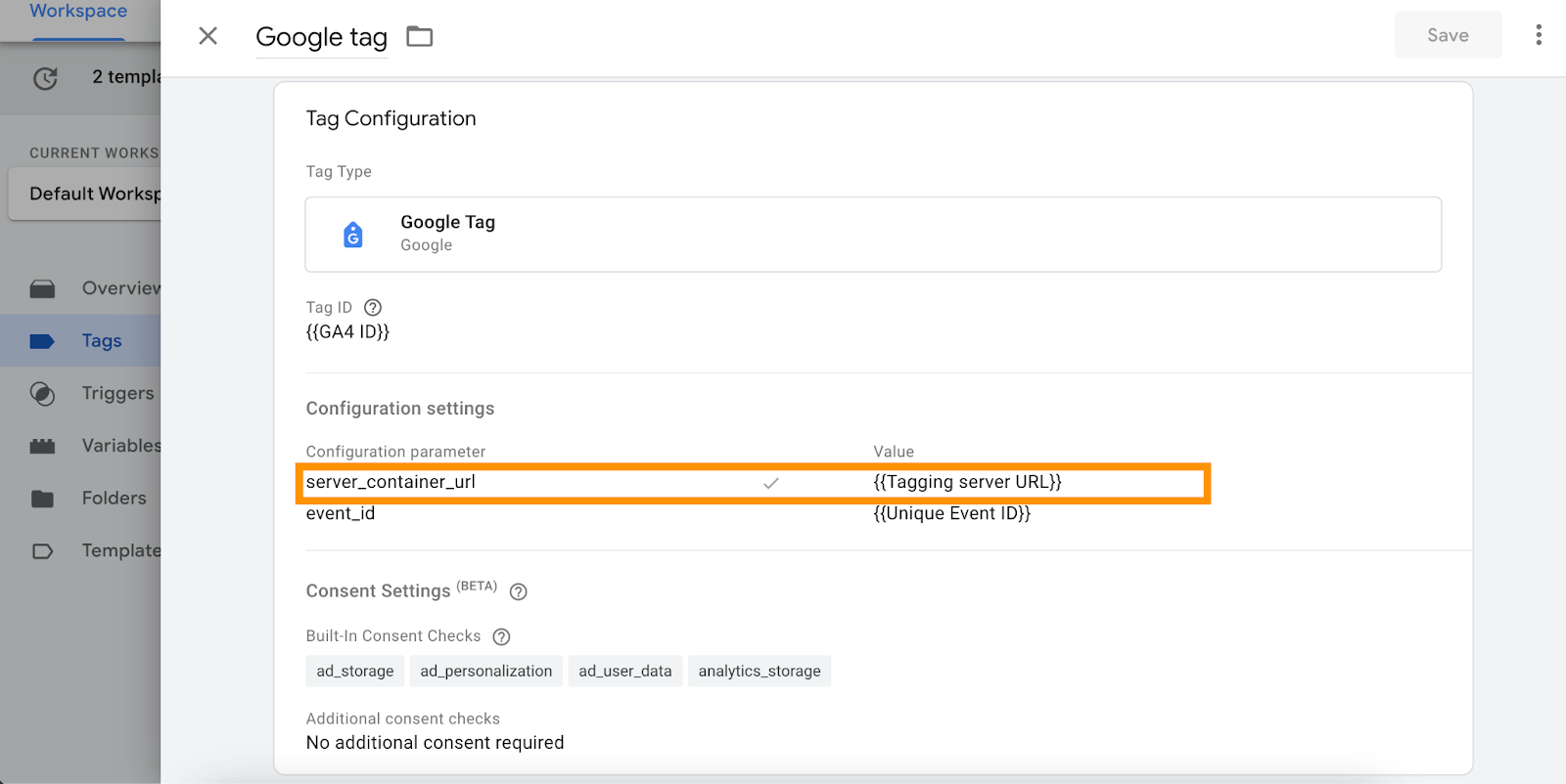 Server container URL