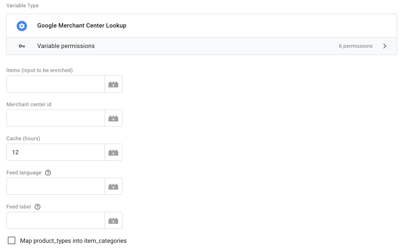 Google Merchant Center Lookup variable