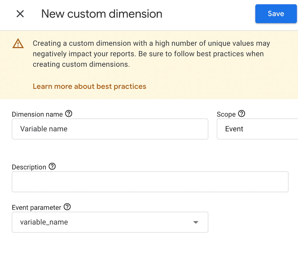 New custom dimension in GA4
