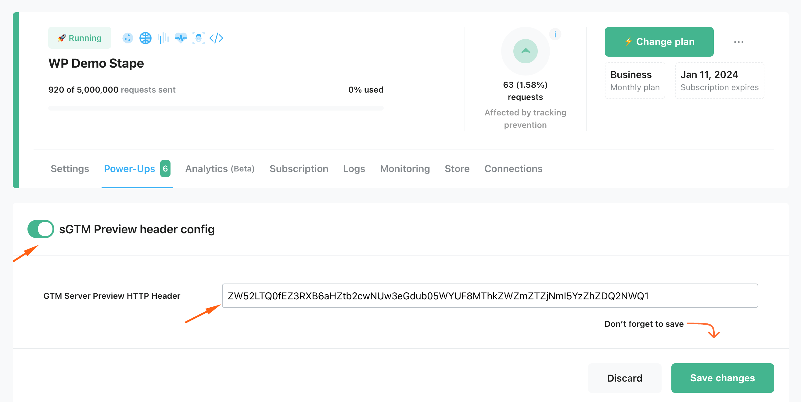 Enable and configure the power-up.