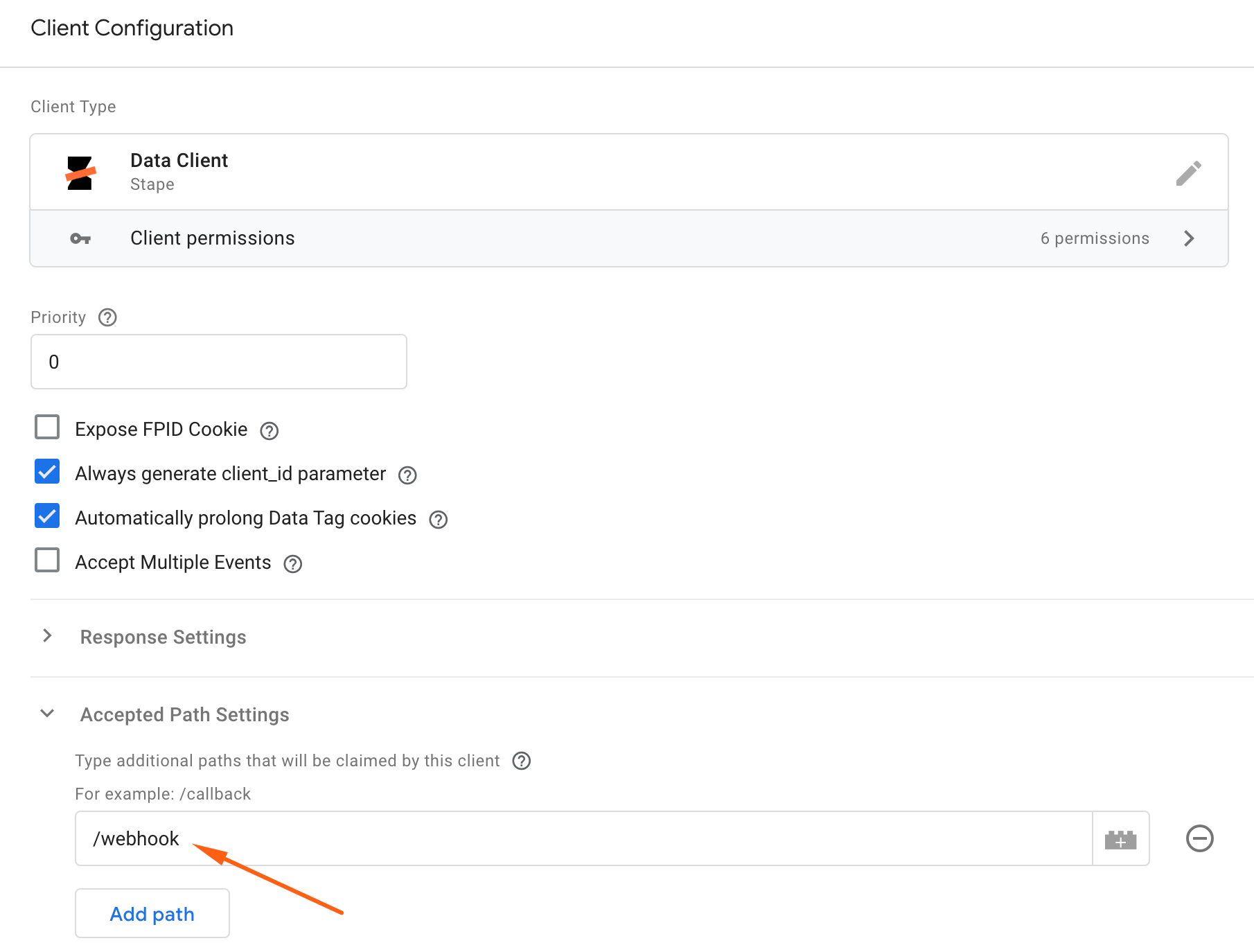 Client configuration