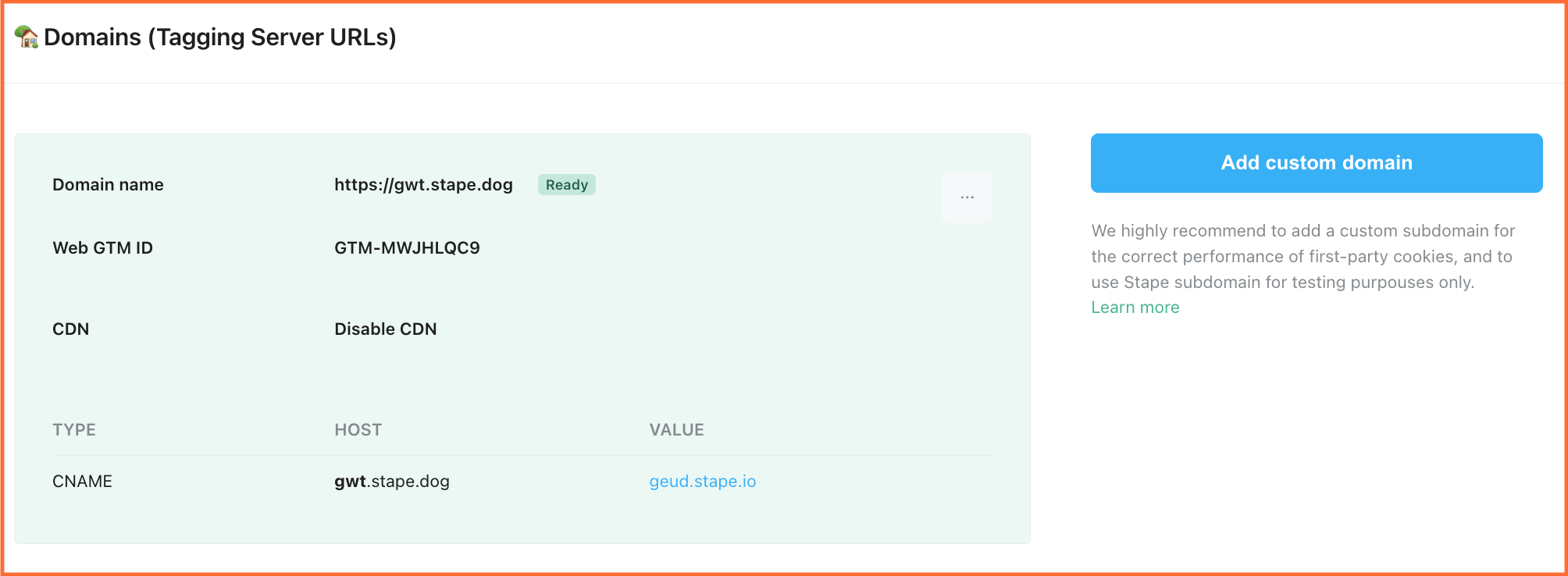 custom domain added