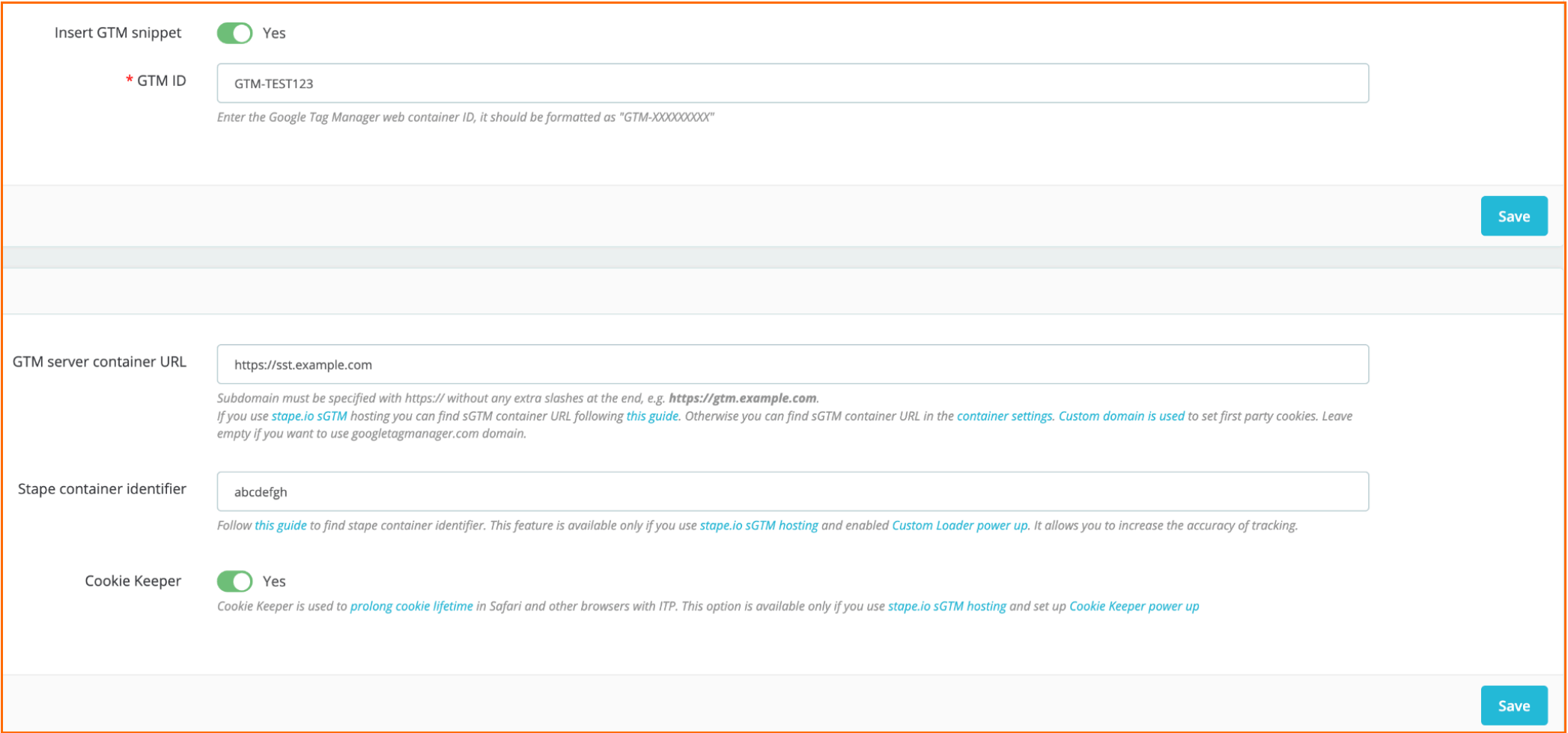 Example of General Settings Tab in PrestaShop module